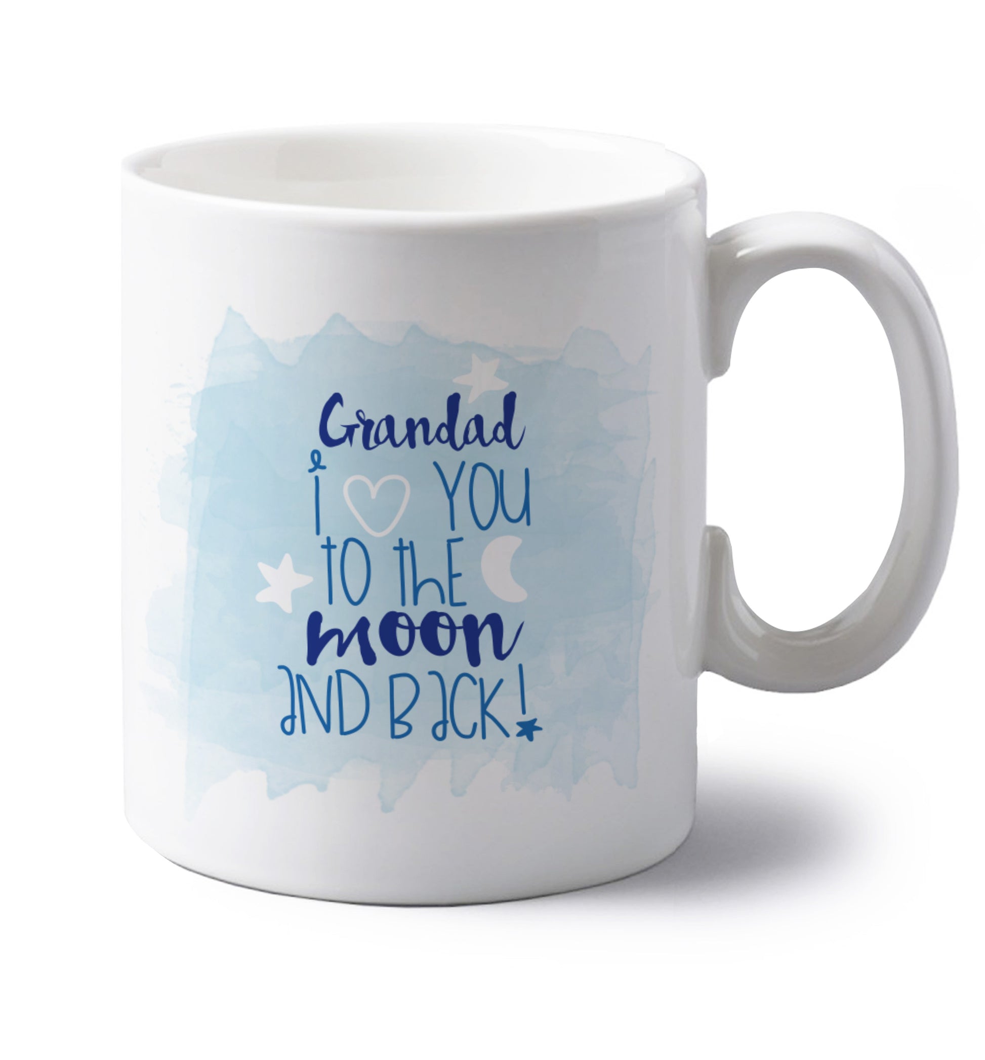 Grandad's I love you to the moon and back left handed white ceramic mug 