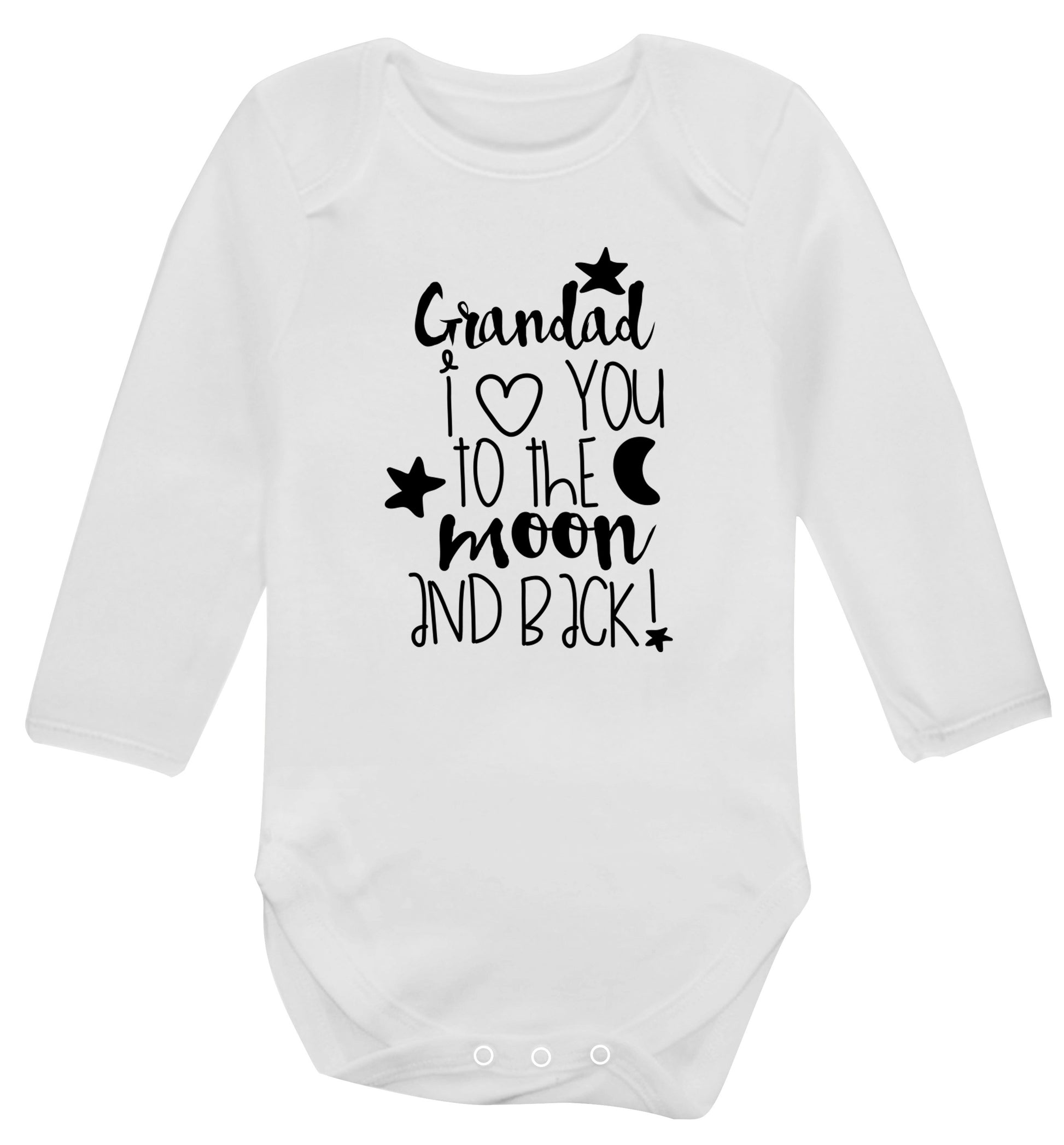 Grandad's I love you to the moon and back Baby Vest long sleeved white 6-12 months