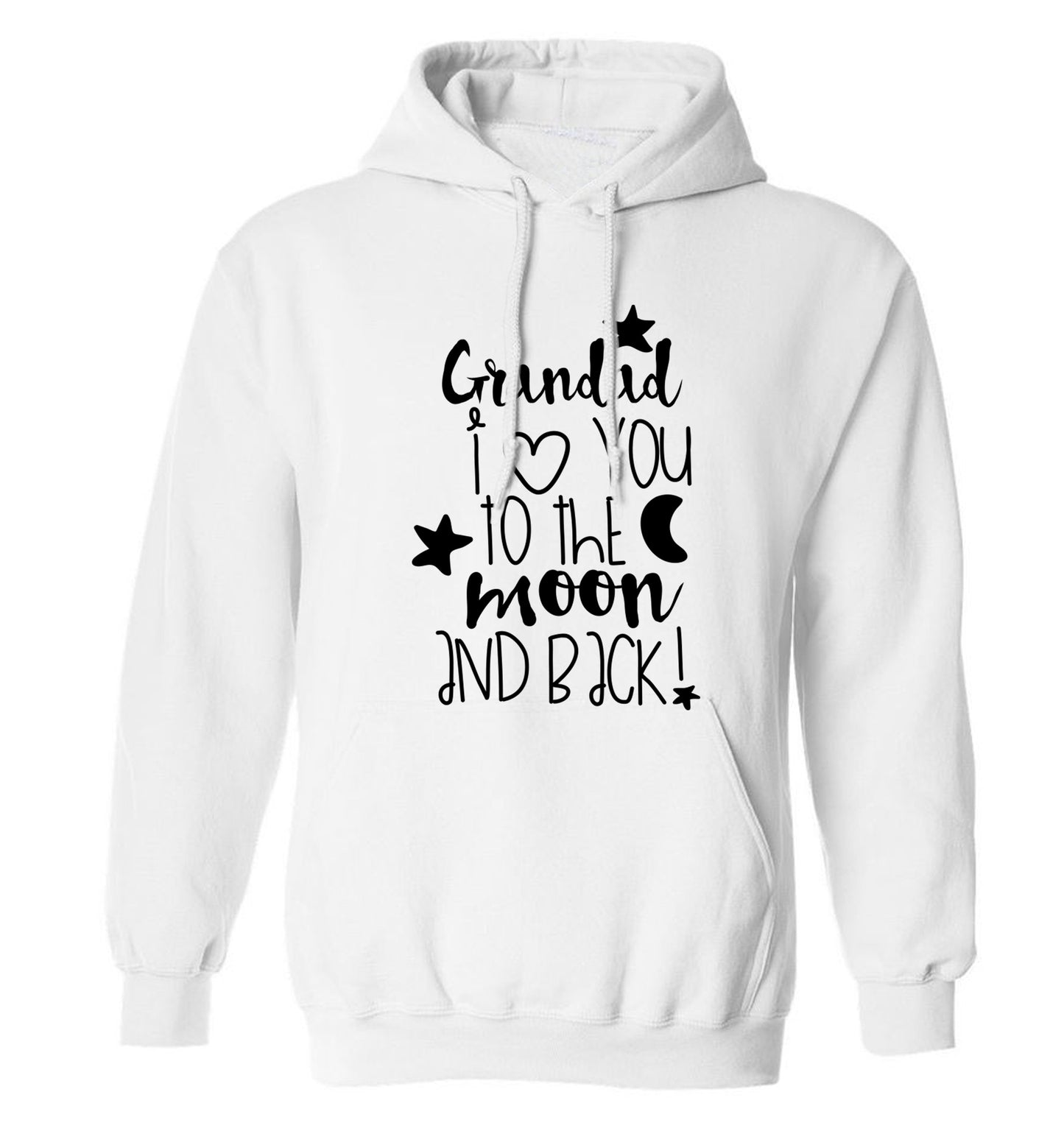 Grandad's I love you to the moon and back adults unisex white hoodie 2XL