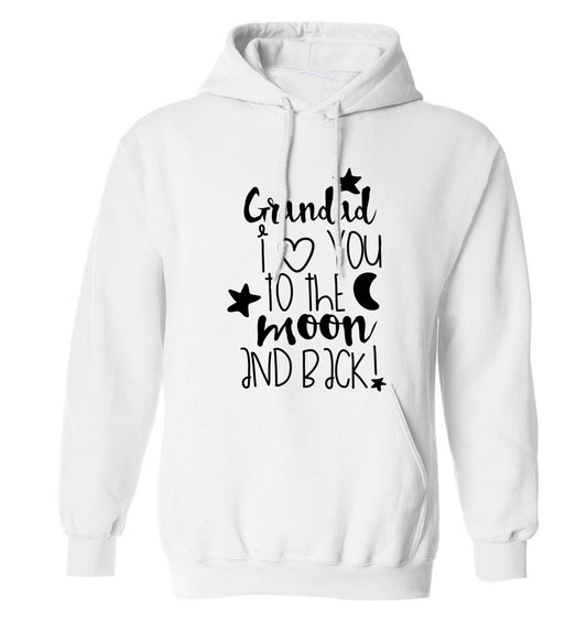 Grandad's I love you to the moon and back adults unisex white hoodie 2XL