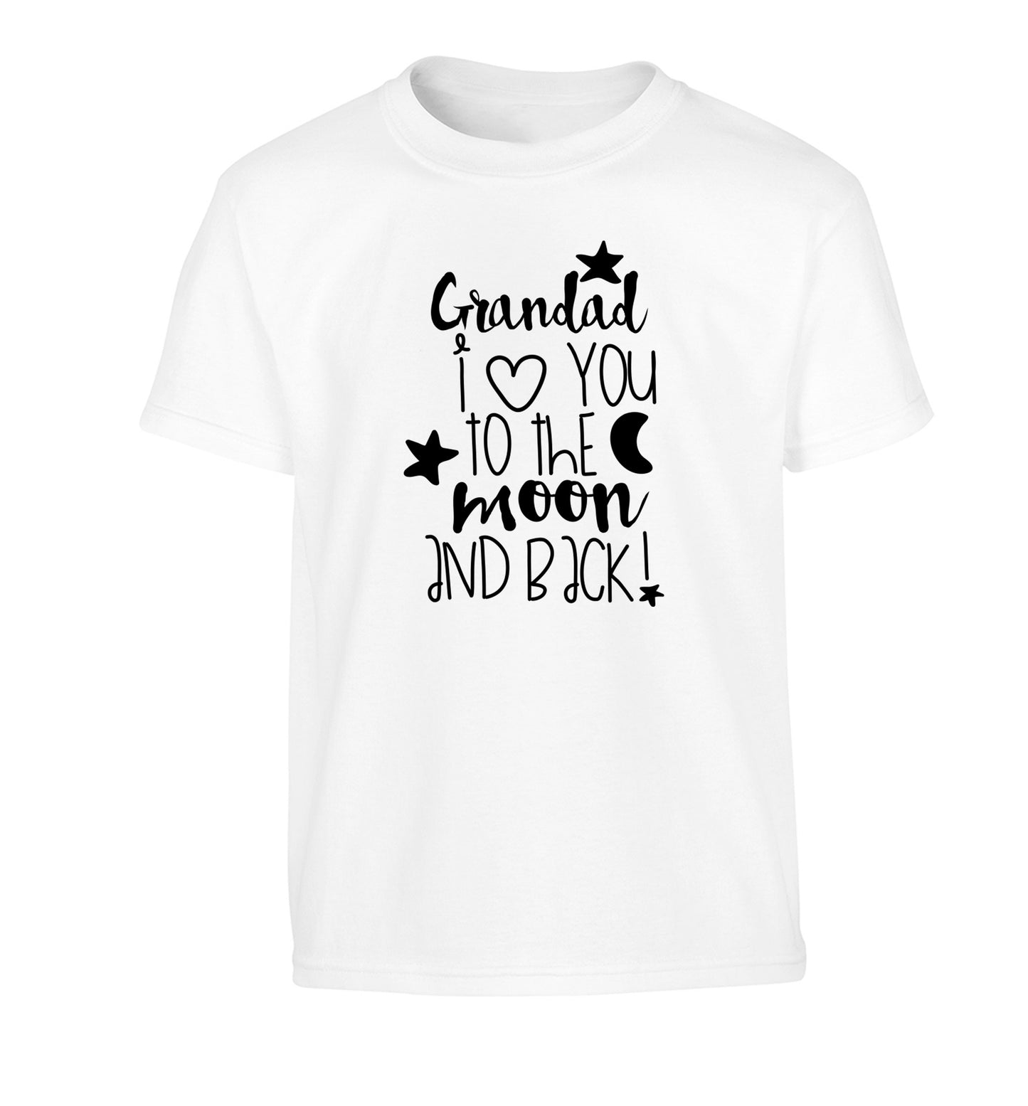 Grandad's I love you to the moon and back Children's white Tshirt 12-14 Years