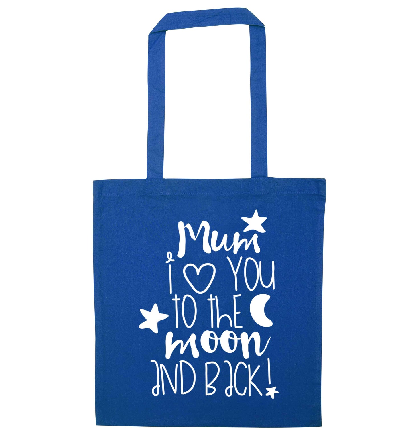 Mum I love you to the moon and back blue tote bag