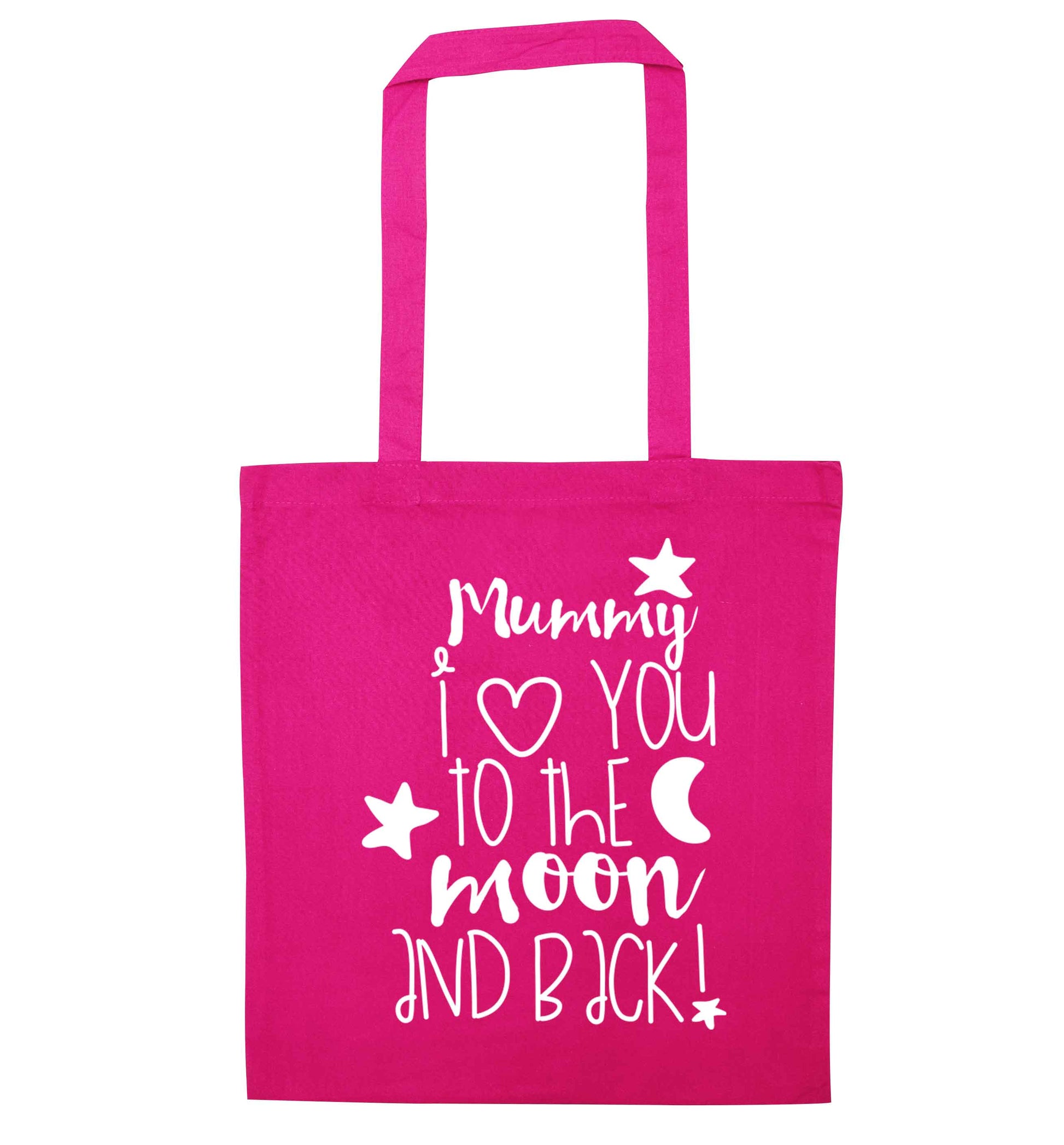 Mummy I love you to the moon and back pink tote bag