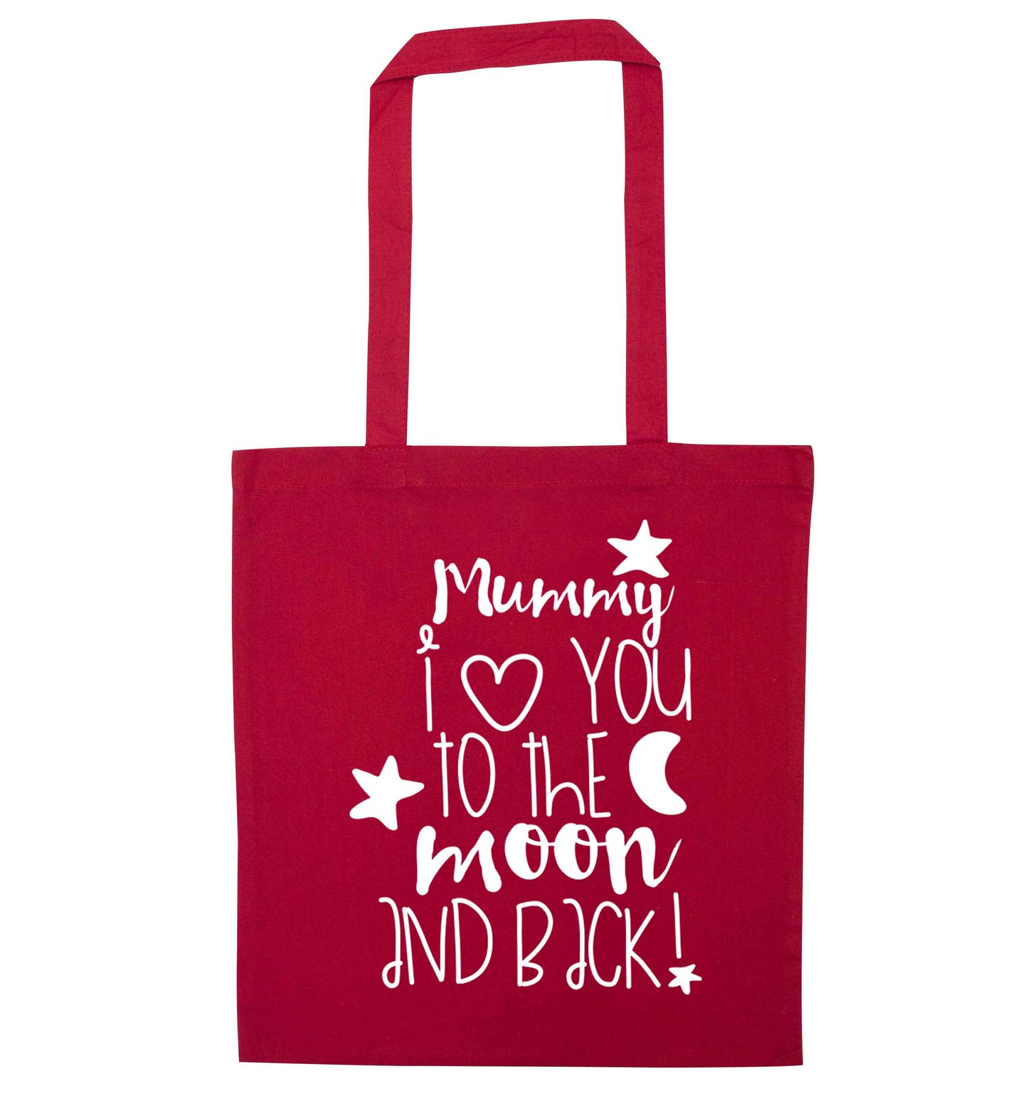 Mummy I love you to the moon and back red tote bag