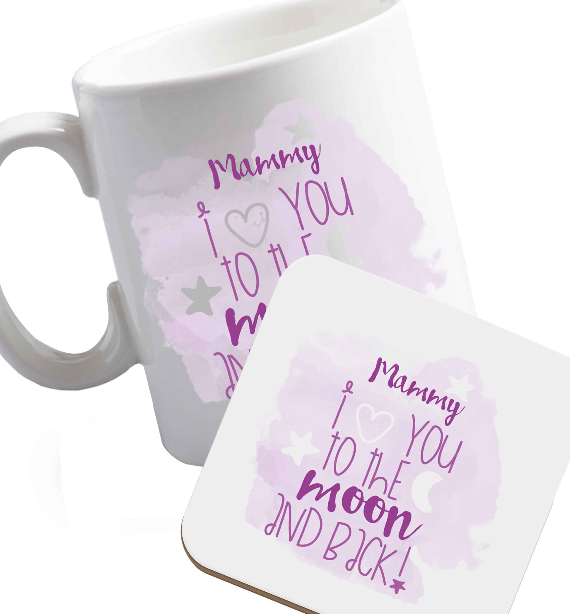 10 oz Mammy I love you to the moon and back ceramic mug and coaster set right handed