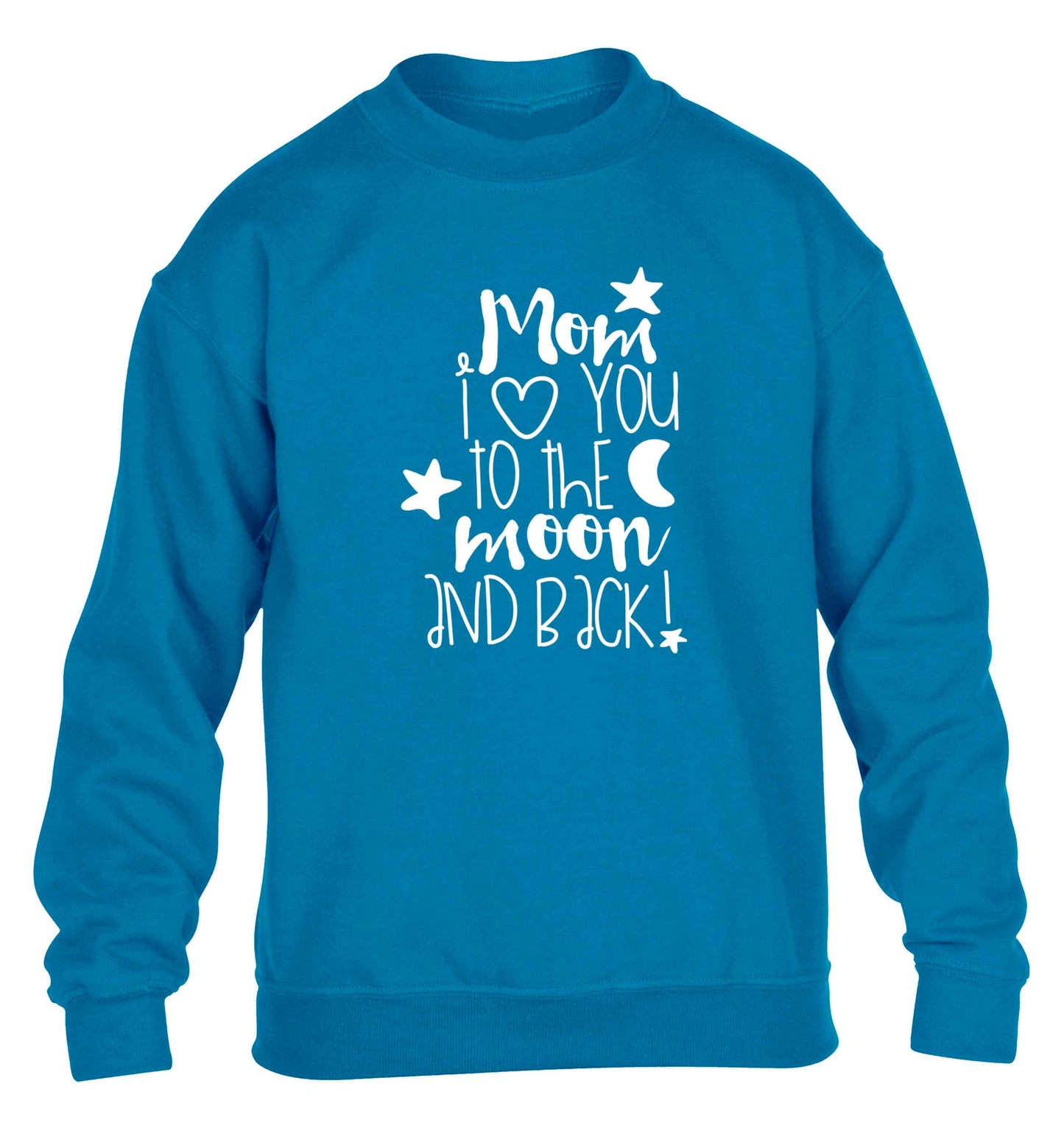 Mom I love you to the moon and back children's blue sweater 12-13 Years