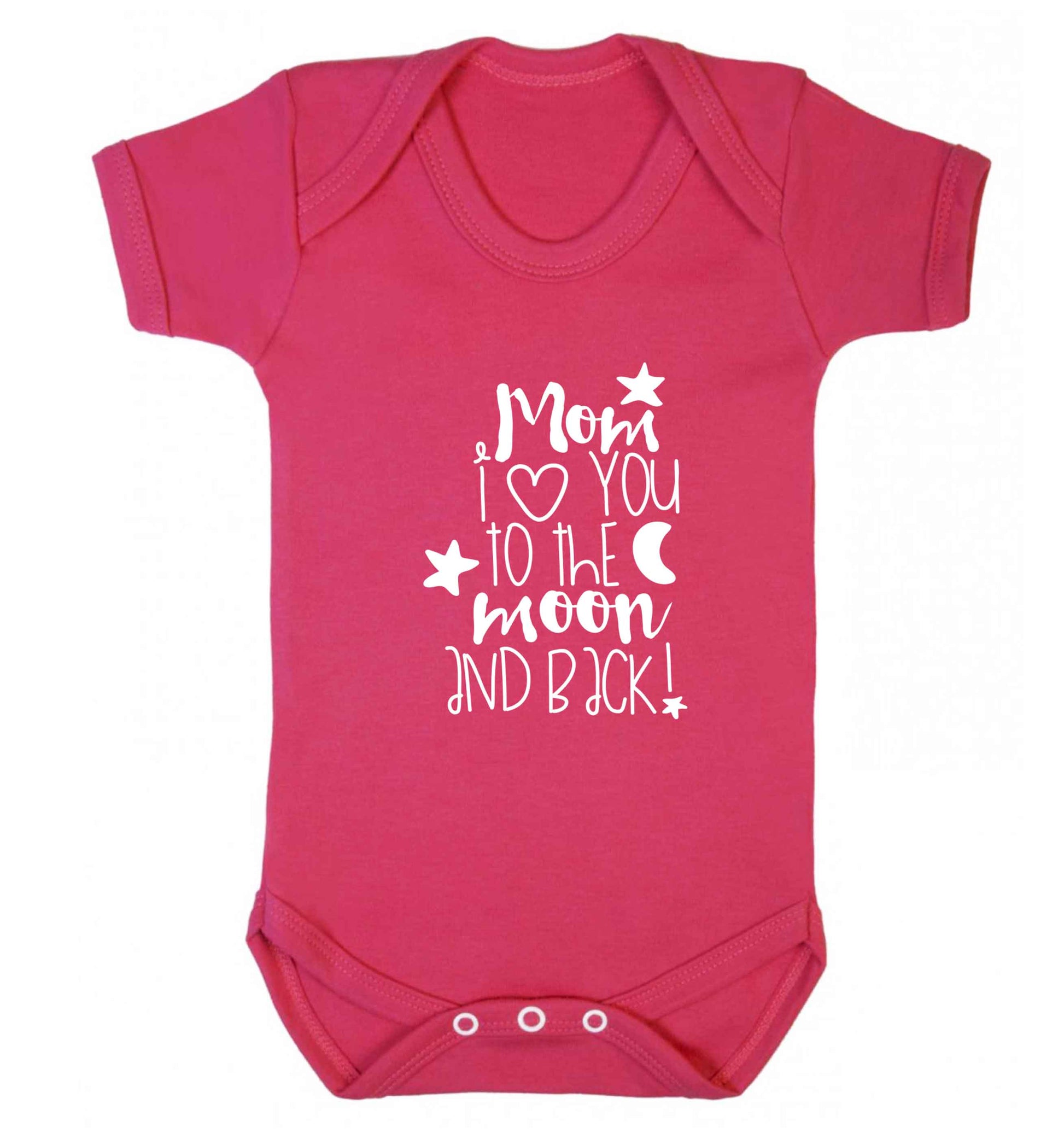 Mom I love you to the moon and back baby vest dark pink 18-24 months