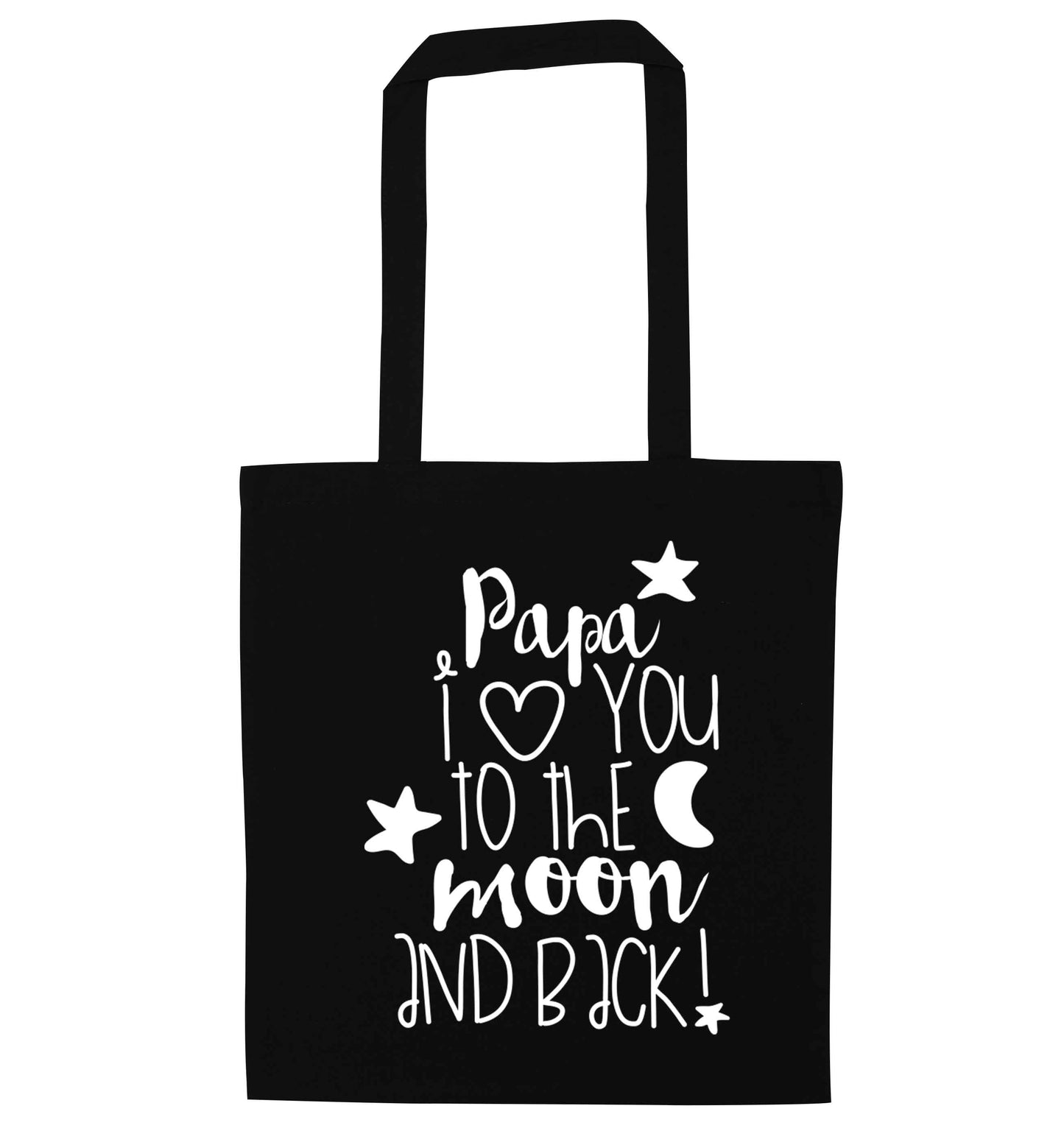 Papa I love you to the moon and back black tote bag