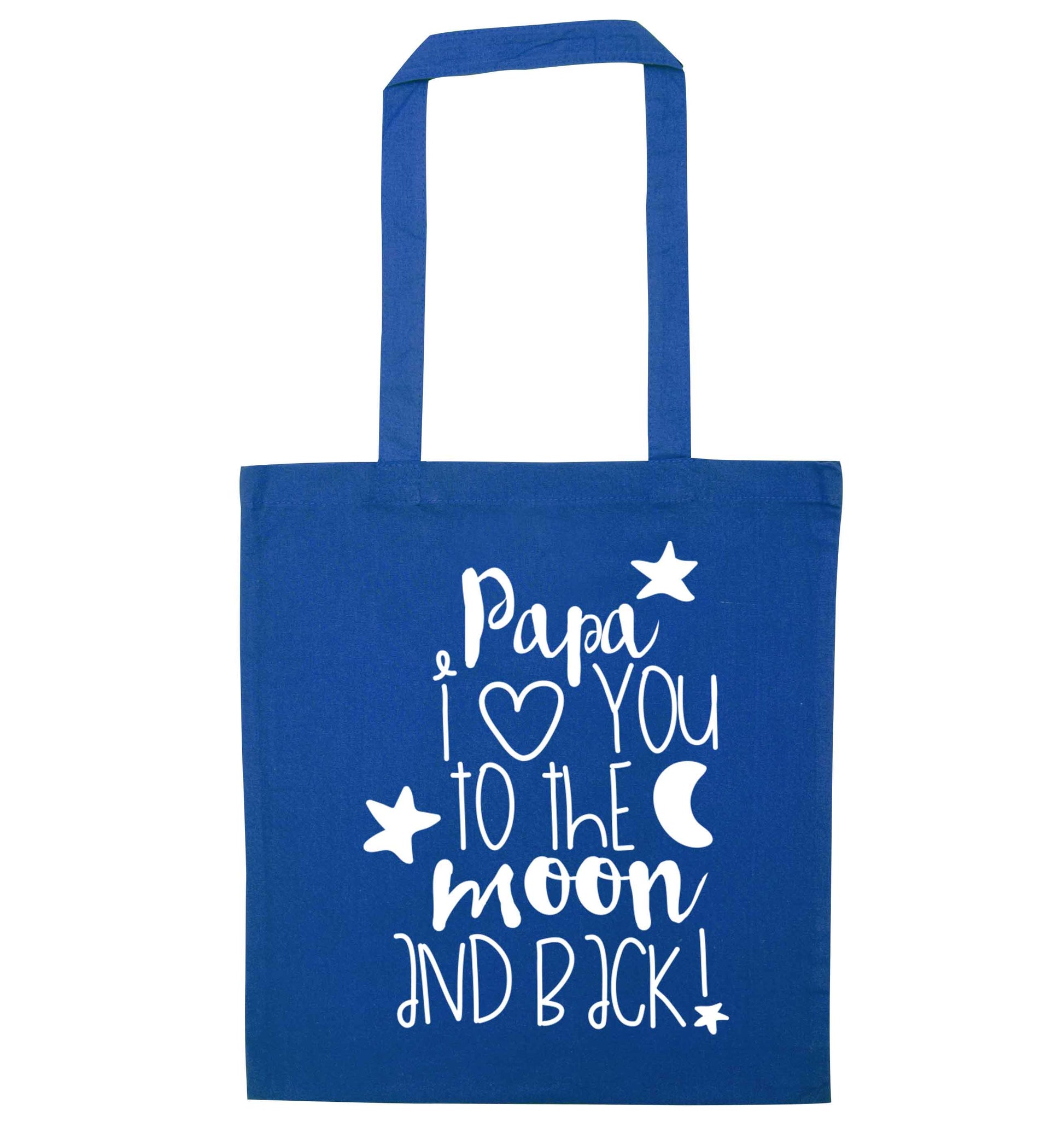 Papa I love you to the moon and back blue tote bag
