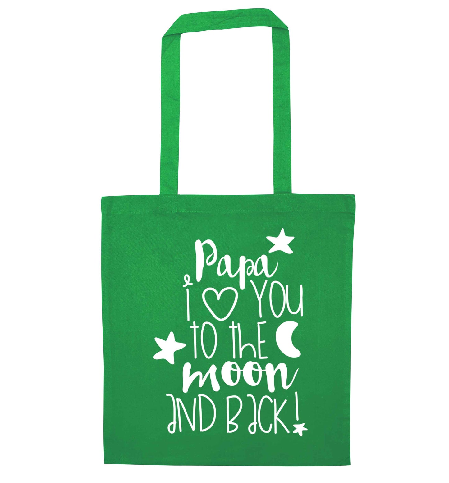 Papa I love you to the moon and back green tote bag
