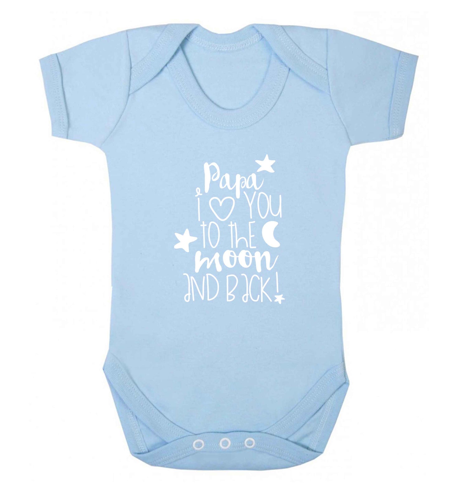 Papa I love you to the moon and back baby vest pale blue 18-24 months