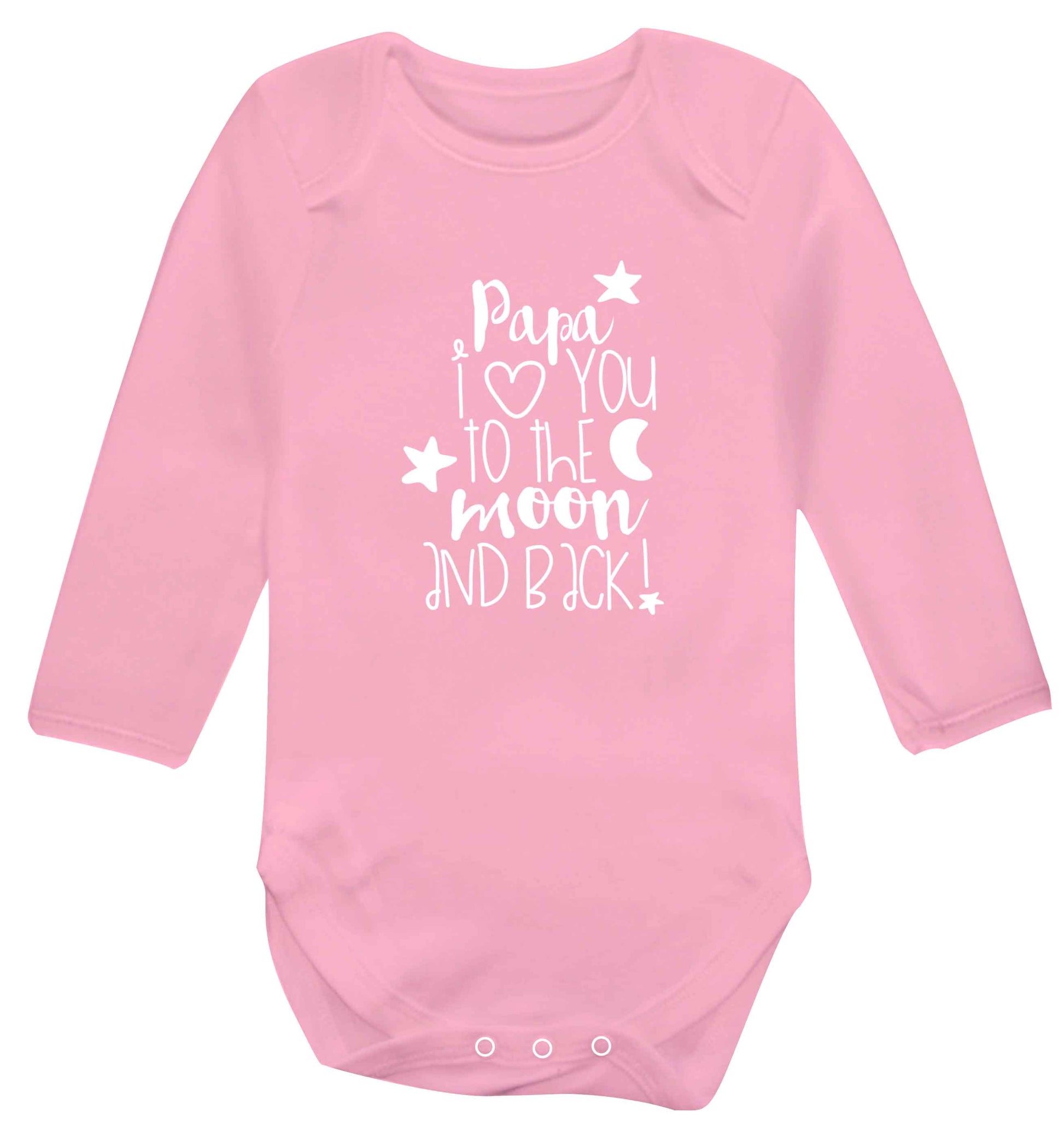 Papa I love you to the moon and back baby vest long sleeved pale pink 6-12 months