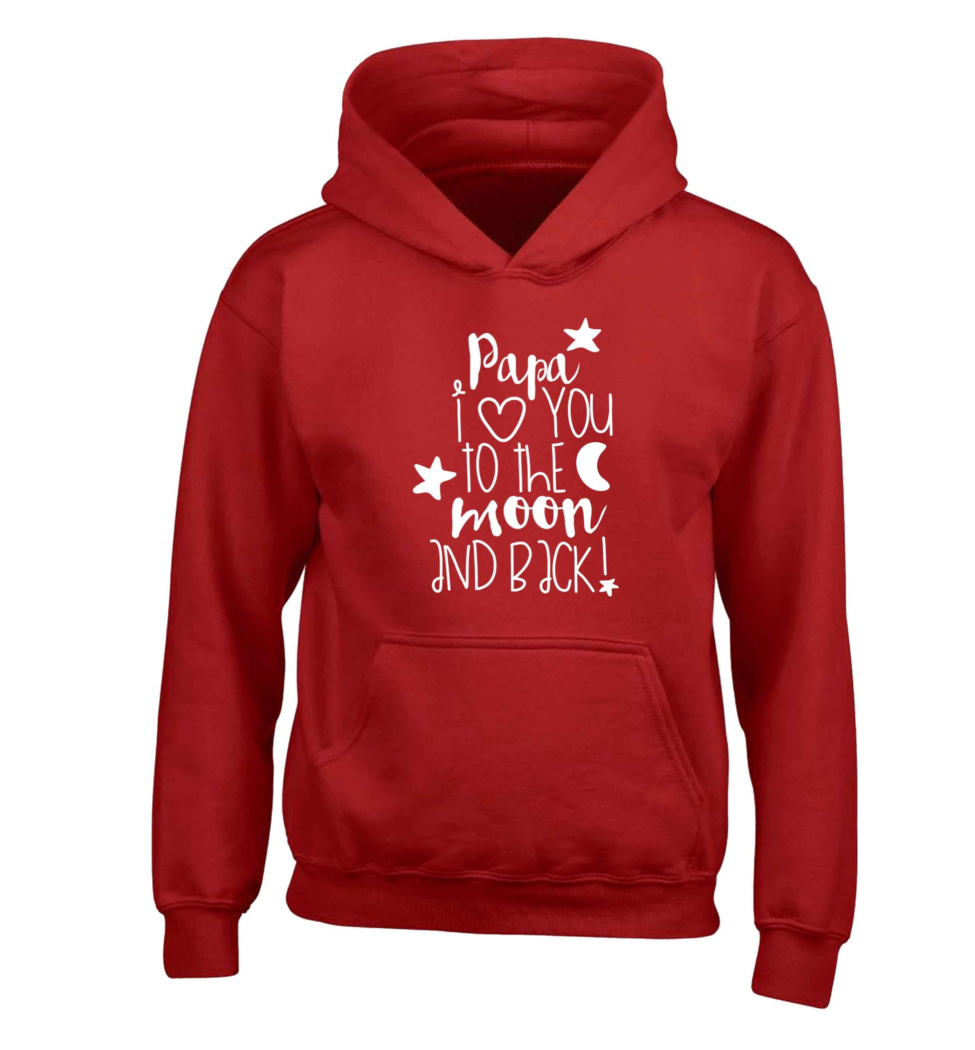 Papa I love you to the moon and back children's red hoodie 12-13 Years