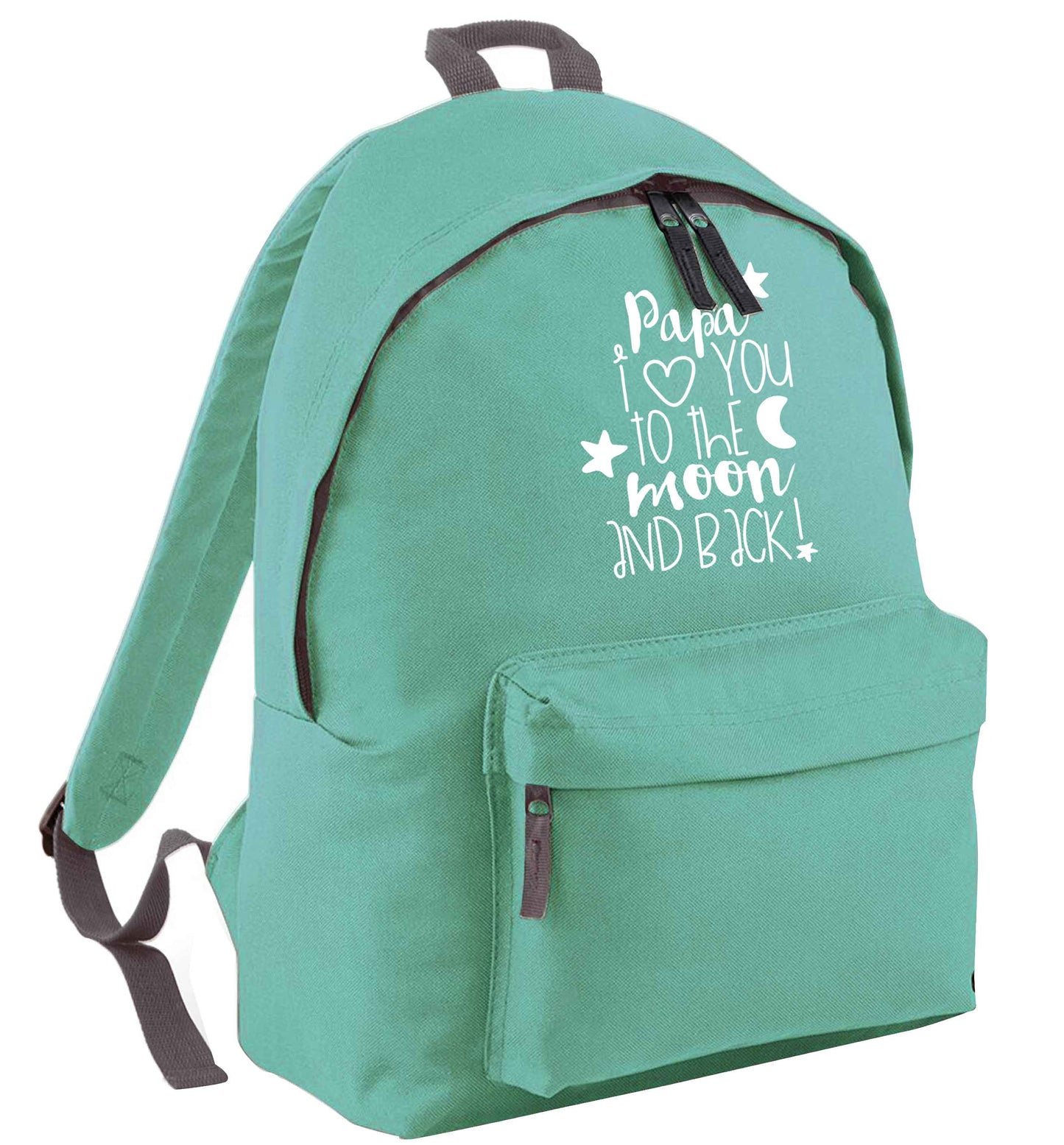 Papa I love you to the moon and back mint adults backpack