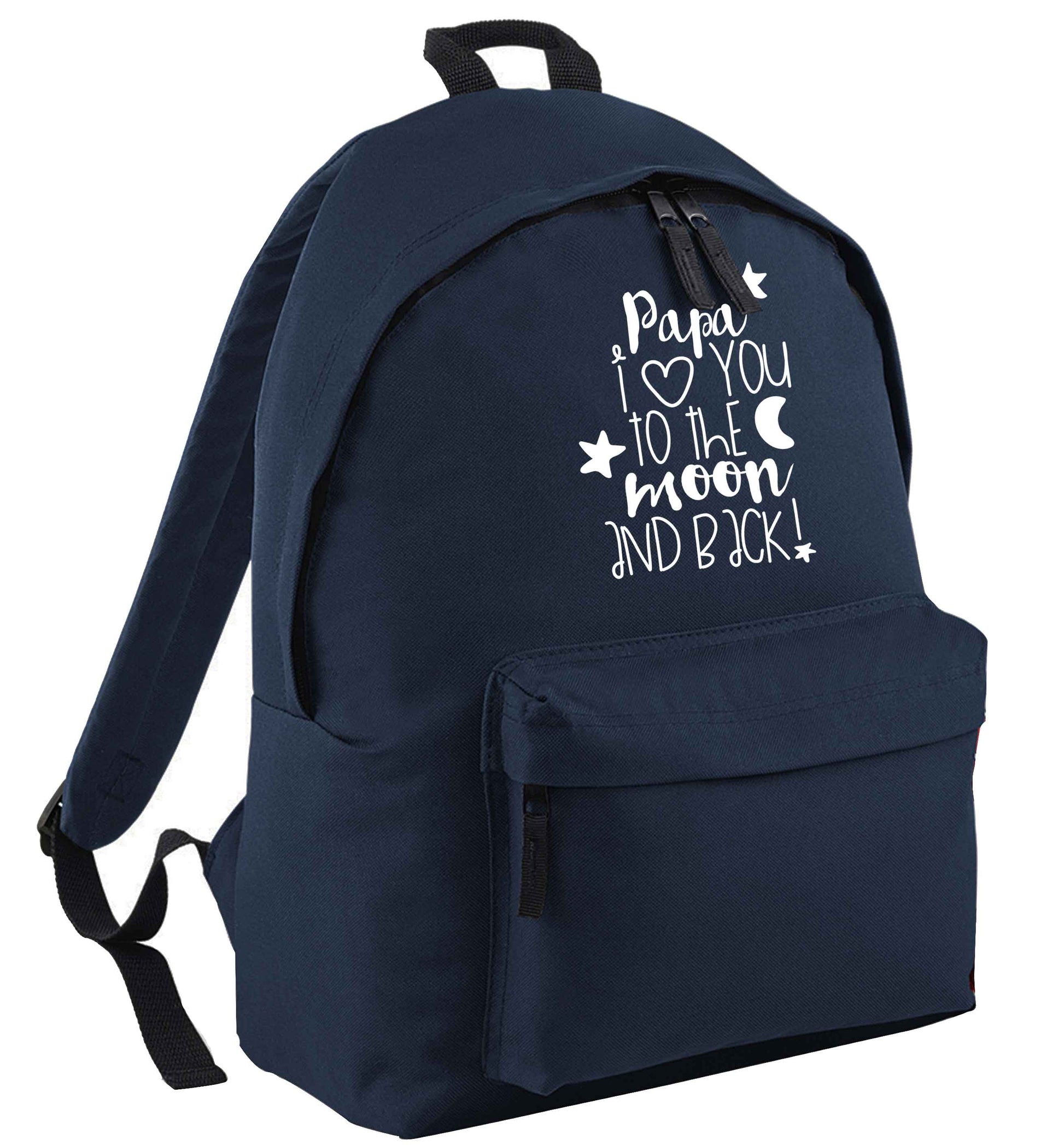 Papa I love you to the moon and back navy adults backpack