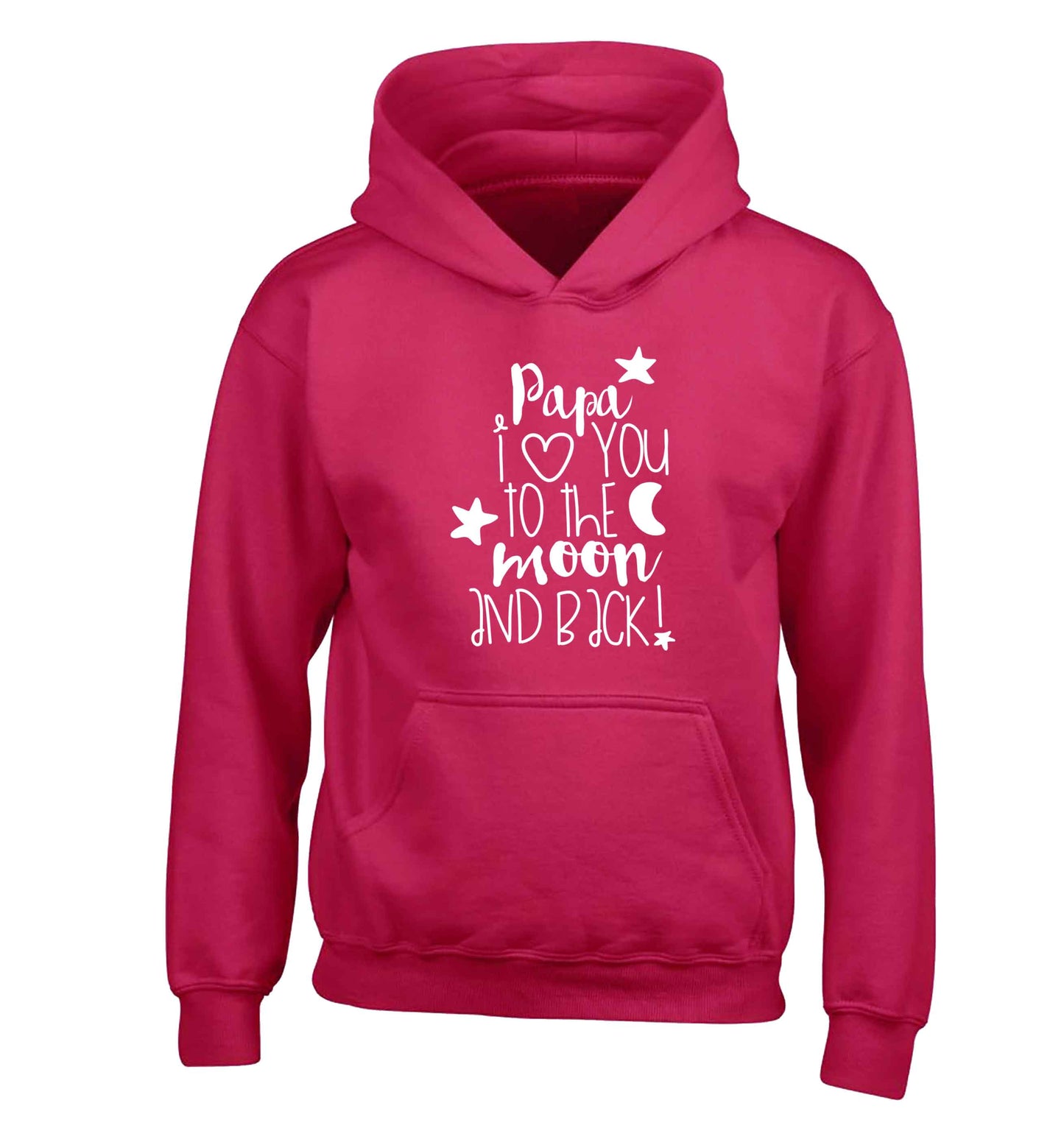 Papa I love you to the moon and back children's pink hoodie 12-13 Years