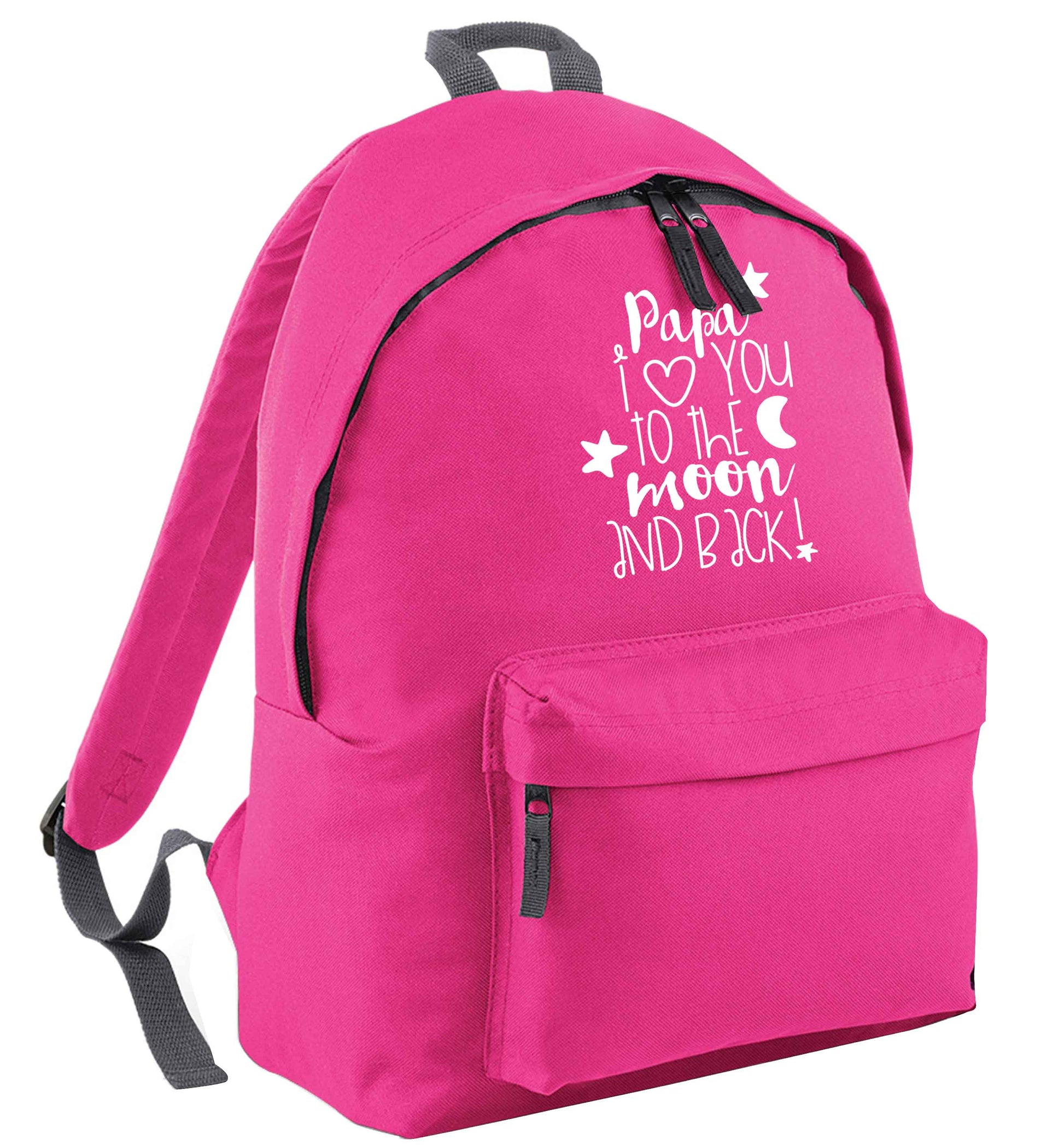 Papa I love you to the moon and back pink adults backpack