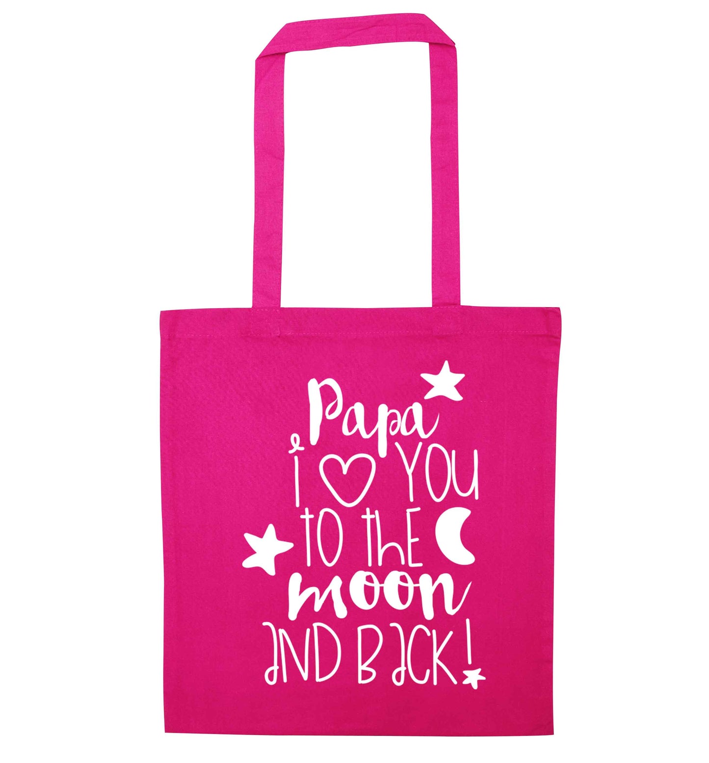 Papa I love you to the moon and back pink tote bag