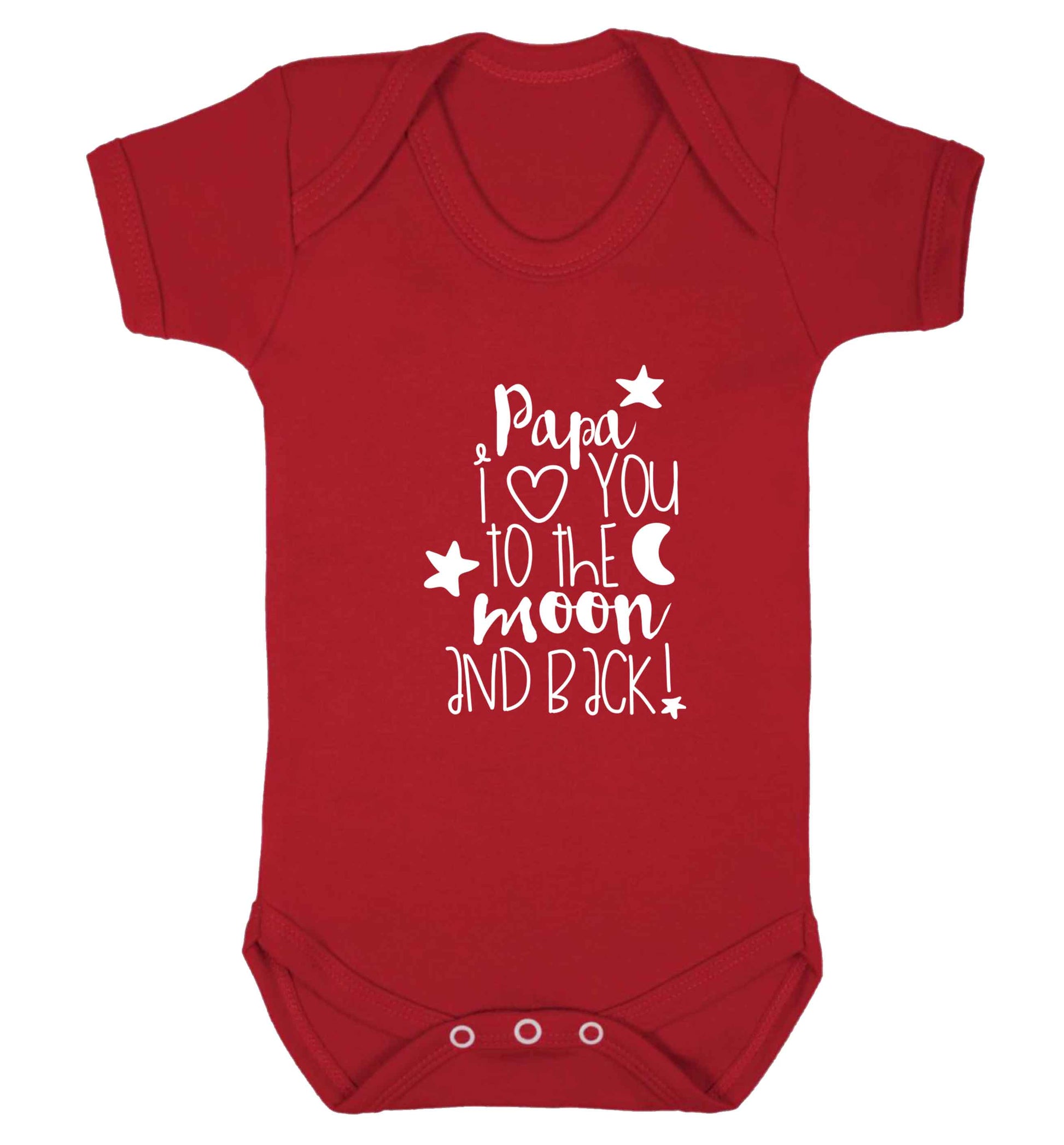 Papa I love you to the moon and back baby vest red 18-24 months