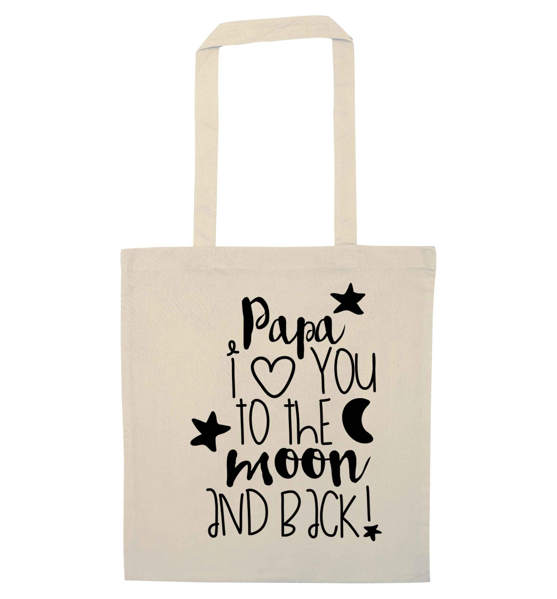 Papa I love you to the moon and back natural tote bag