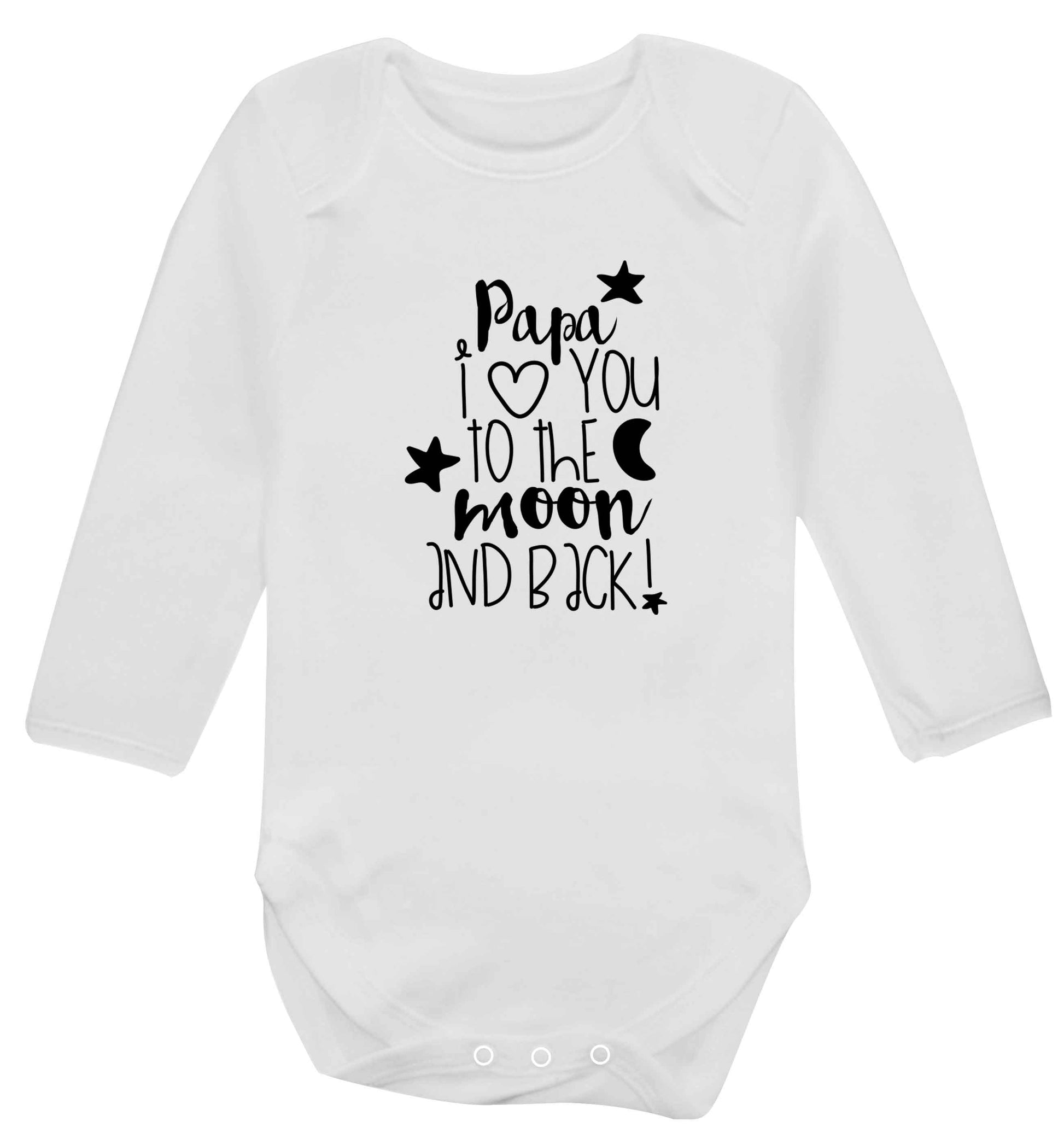 Papa I love you to the moon and back baby vest long sleeved white 6-12 months