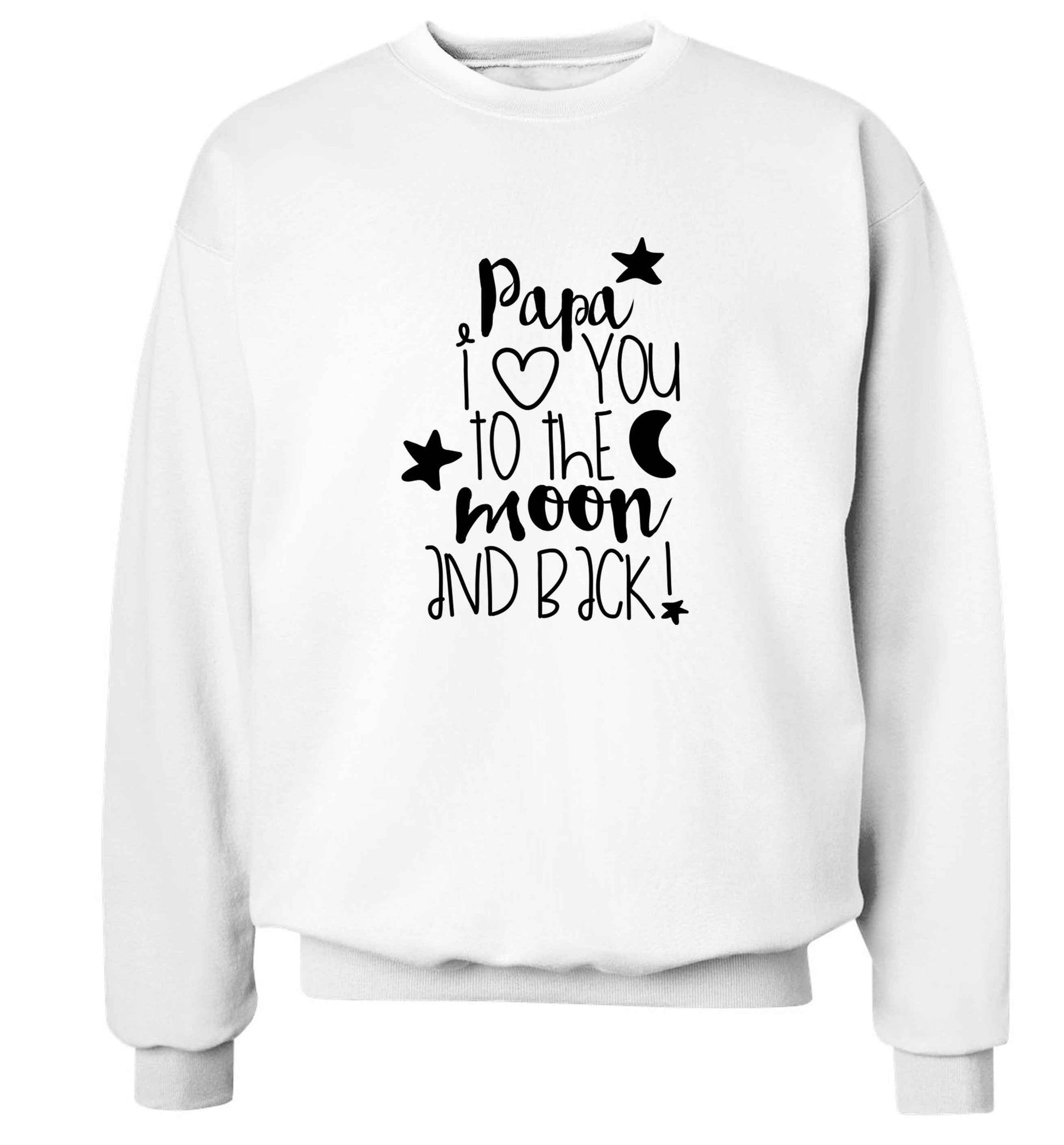 Papa I love you to the moon and back adult's unisex white sweater 2XL