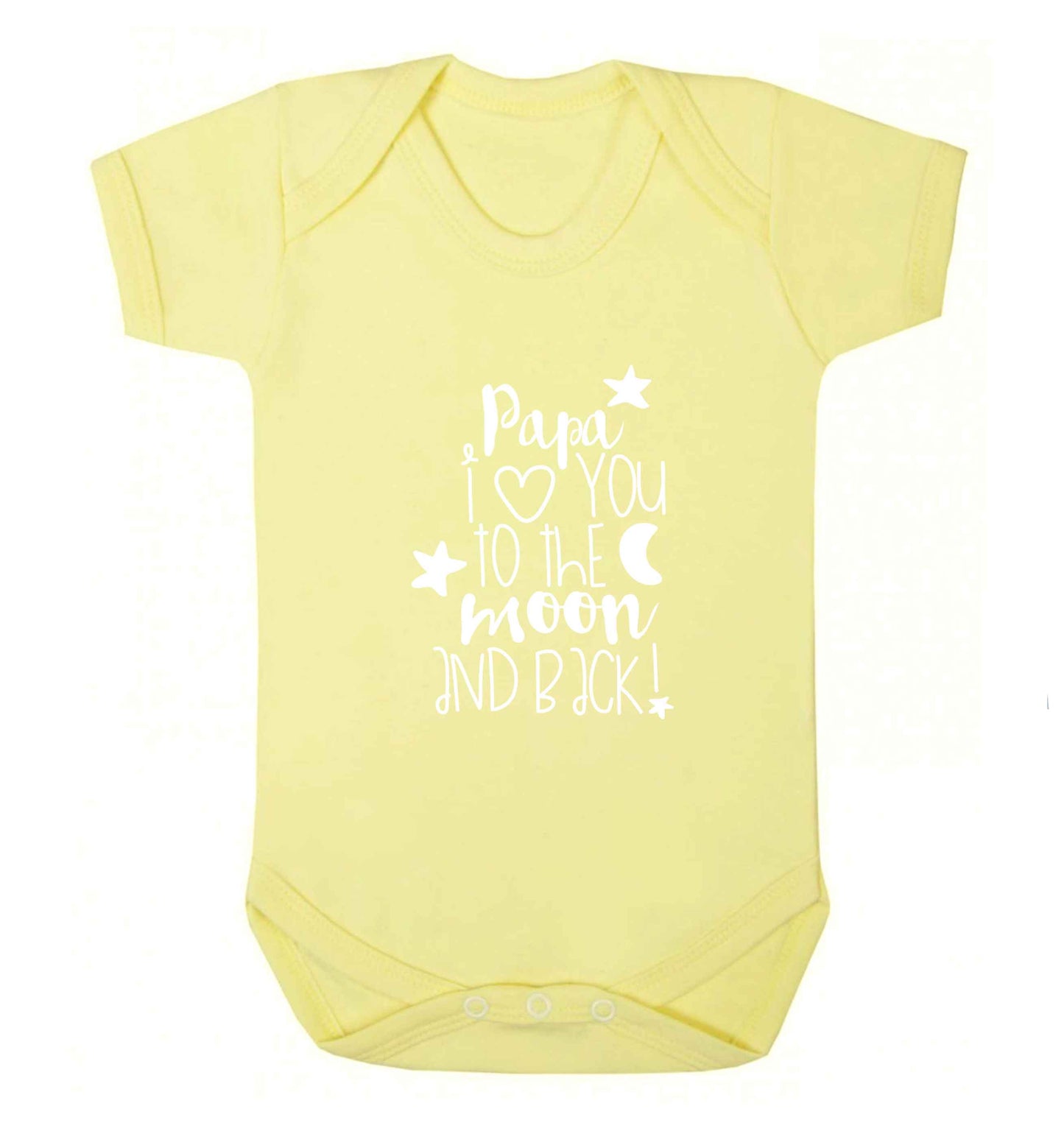Papa I love you to the moon and back baby vest pale yellow 18-24 months