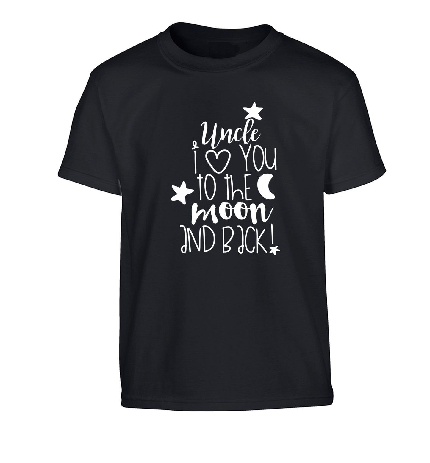 Uncle I love you to the moon and back Children's black Tshirt 12-14 Years