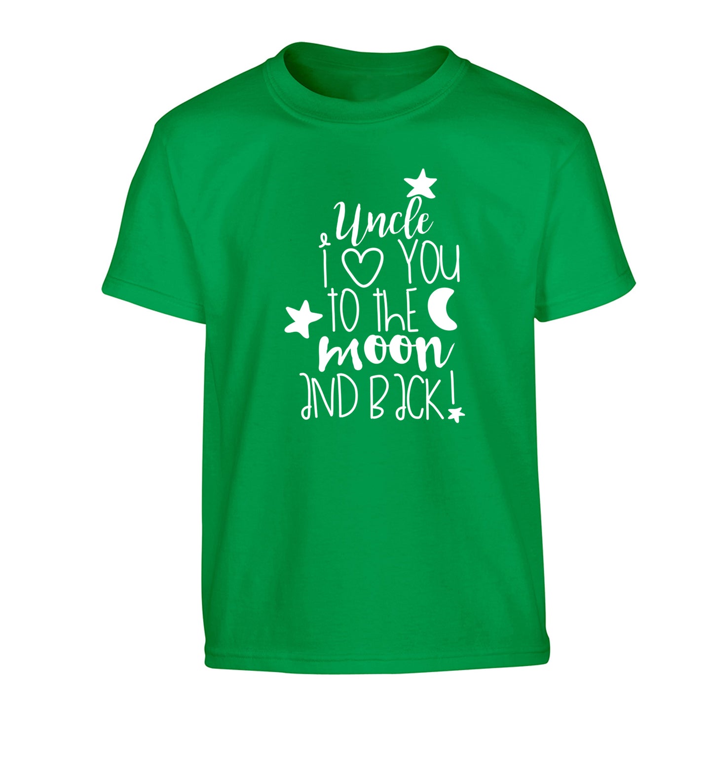 Uncle I love you to the moon and back Children's green Tshirt 12-14 Years