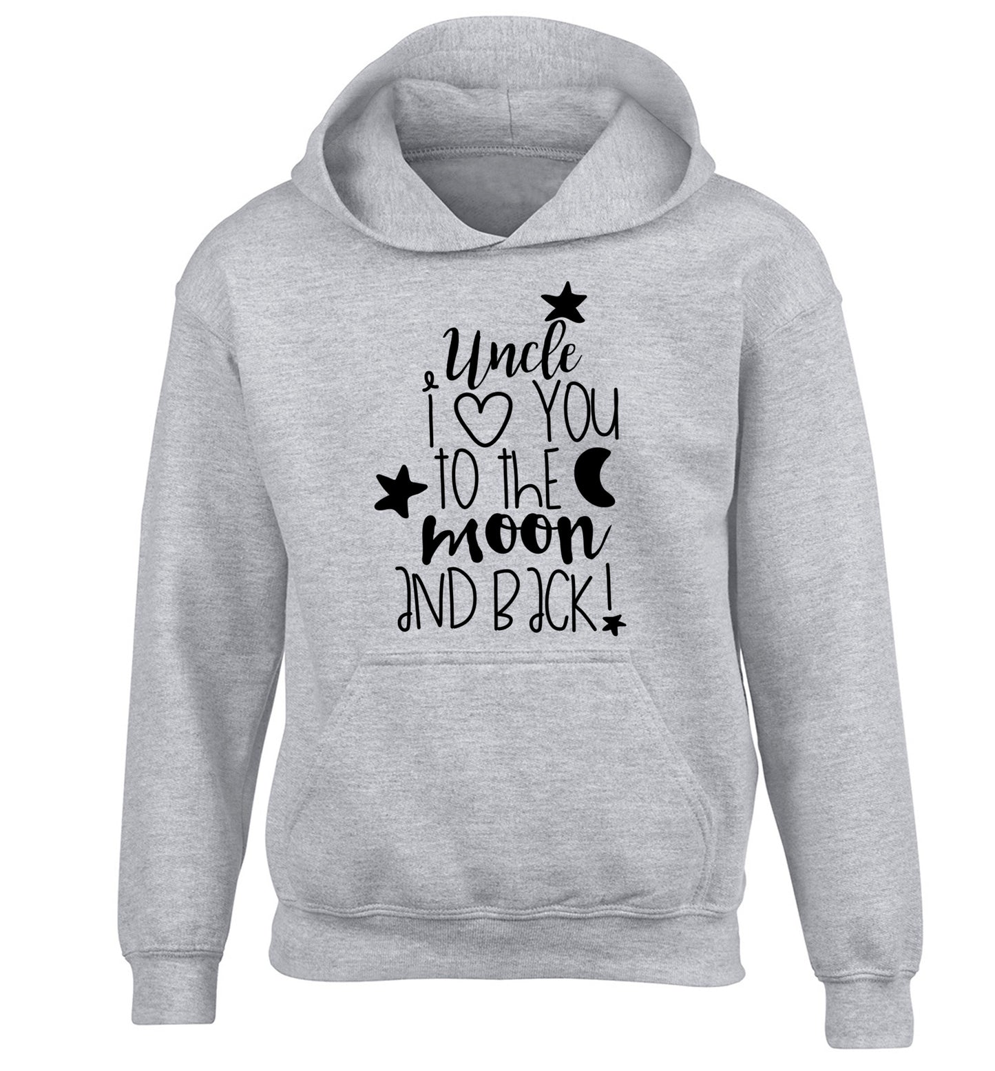 Uncle I love you to the moon and back children's grey hoodie 12-14 Years