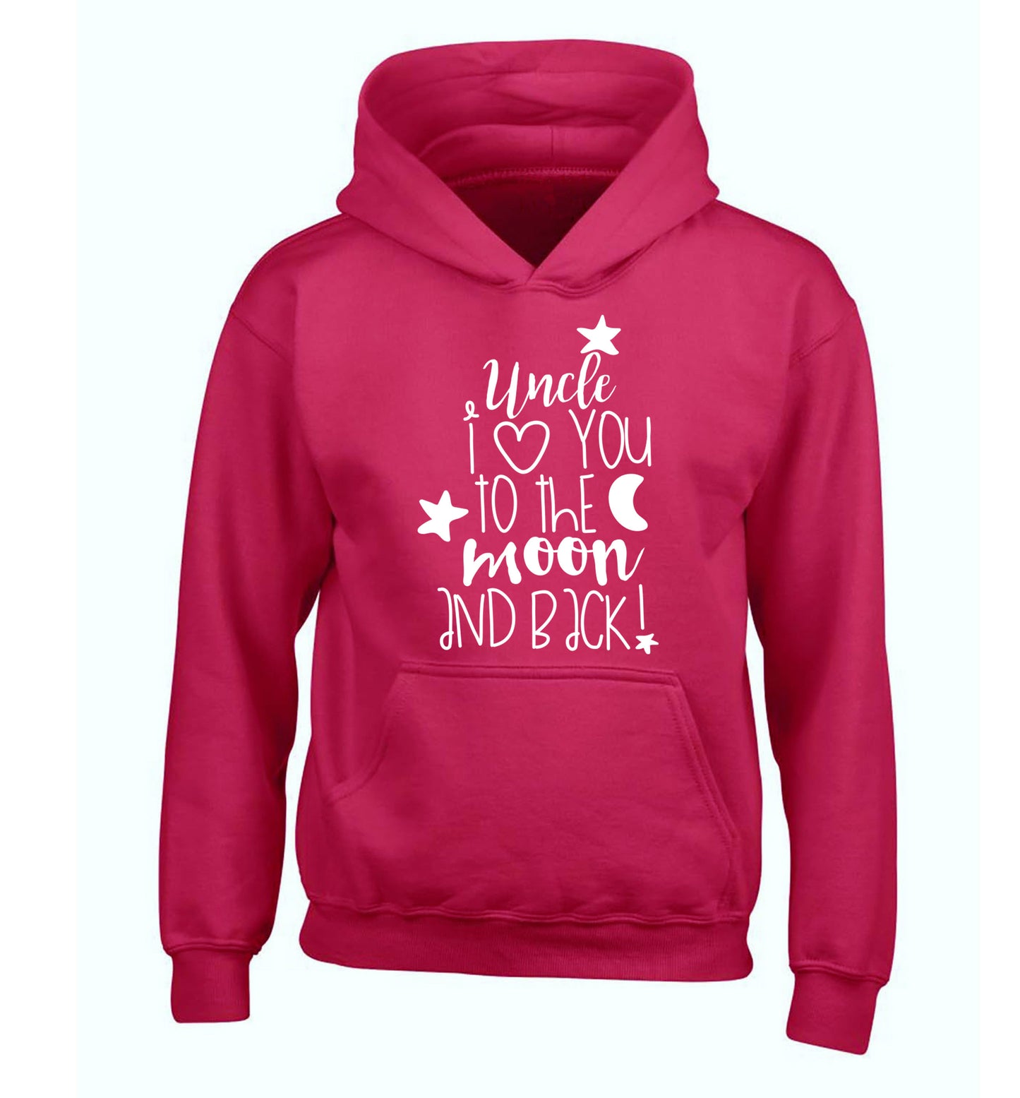 Uncle I love you to the moon and back children's pink hoodie 12-14 Years