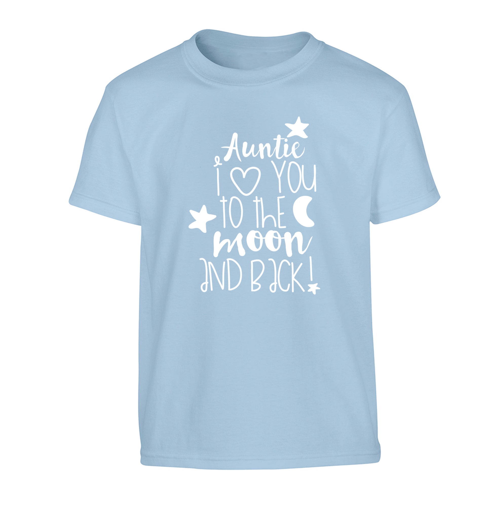 Auntie I love you to the moon and back Children's light blue Tshirt 12-14 Years