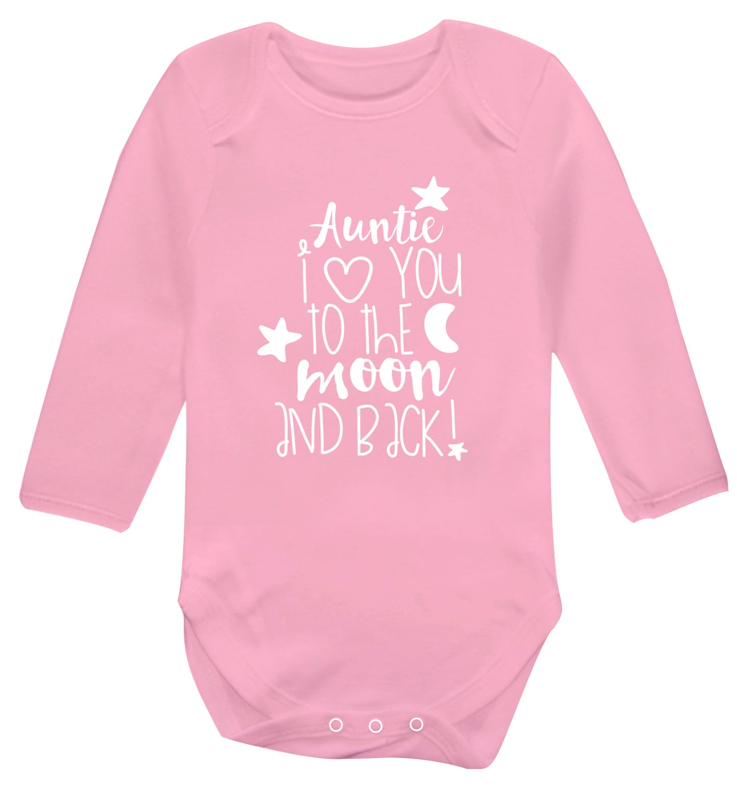 Auntie I love you to the moon and back Baby Vest long sleeved pale pink 6-12 months