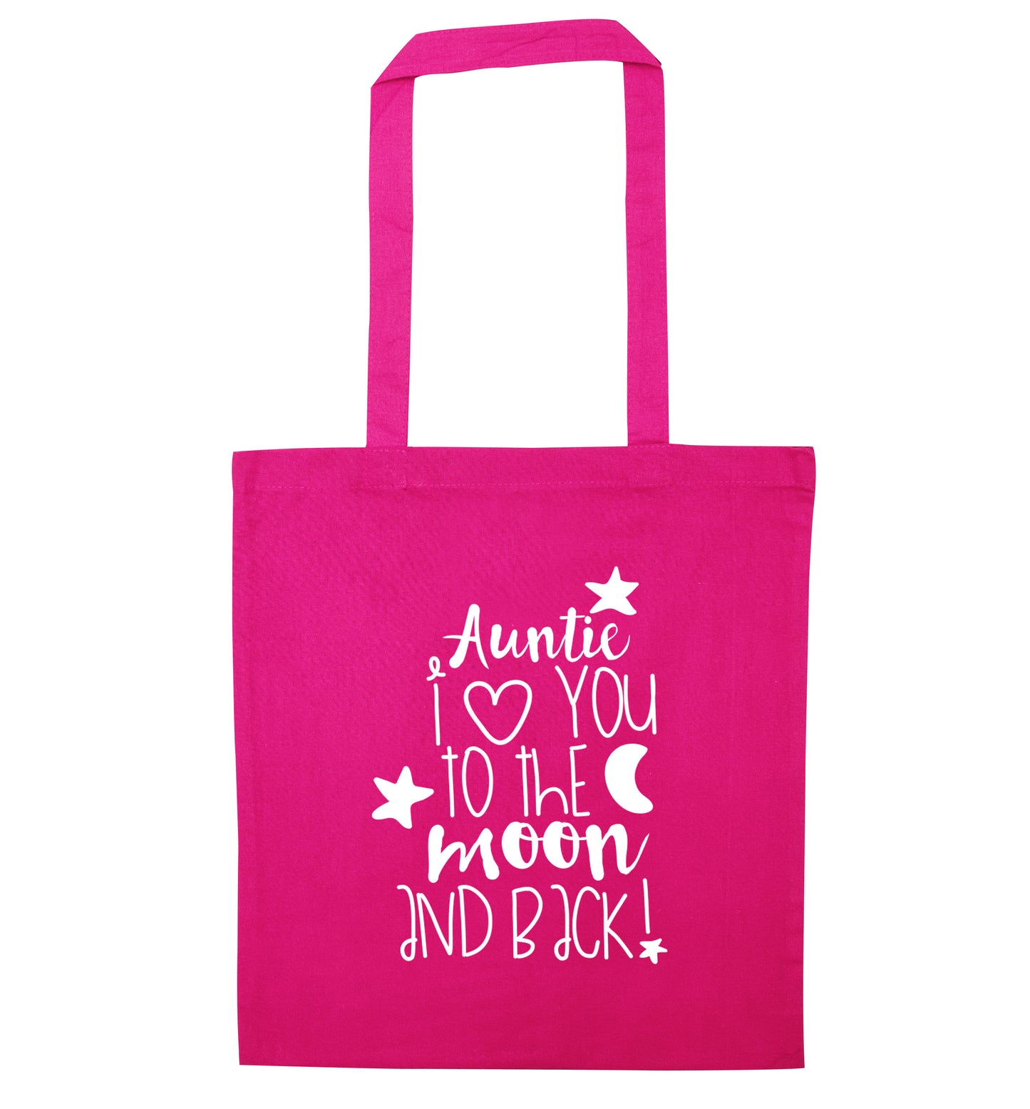 Auntie I love you to the moon and back pink tote bag