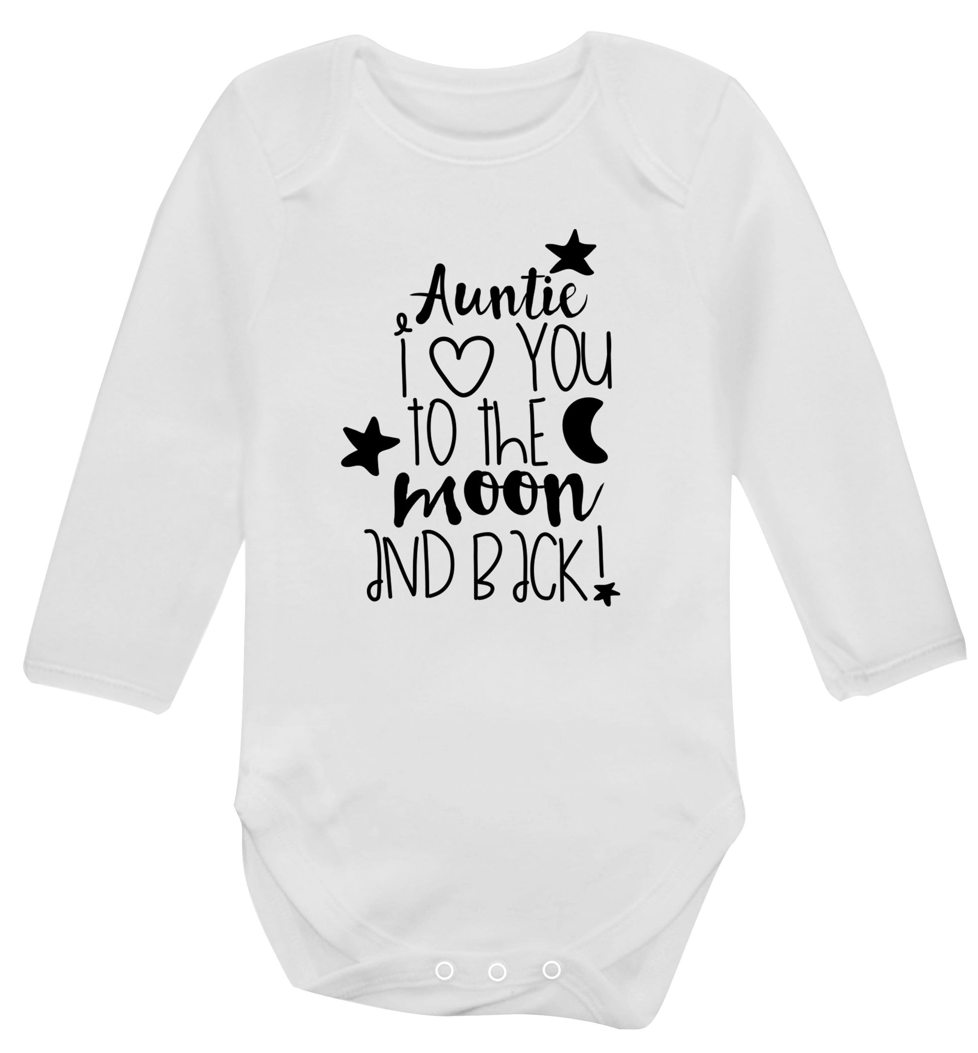 Auntie I love you to the moon and back Baby Vest long sleeved white 6-12 months