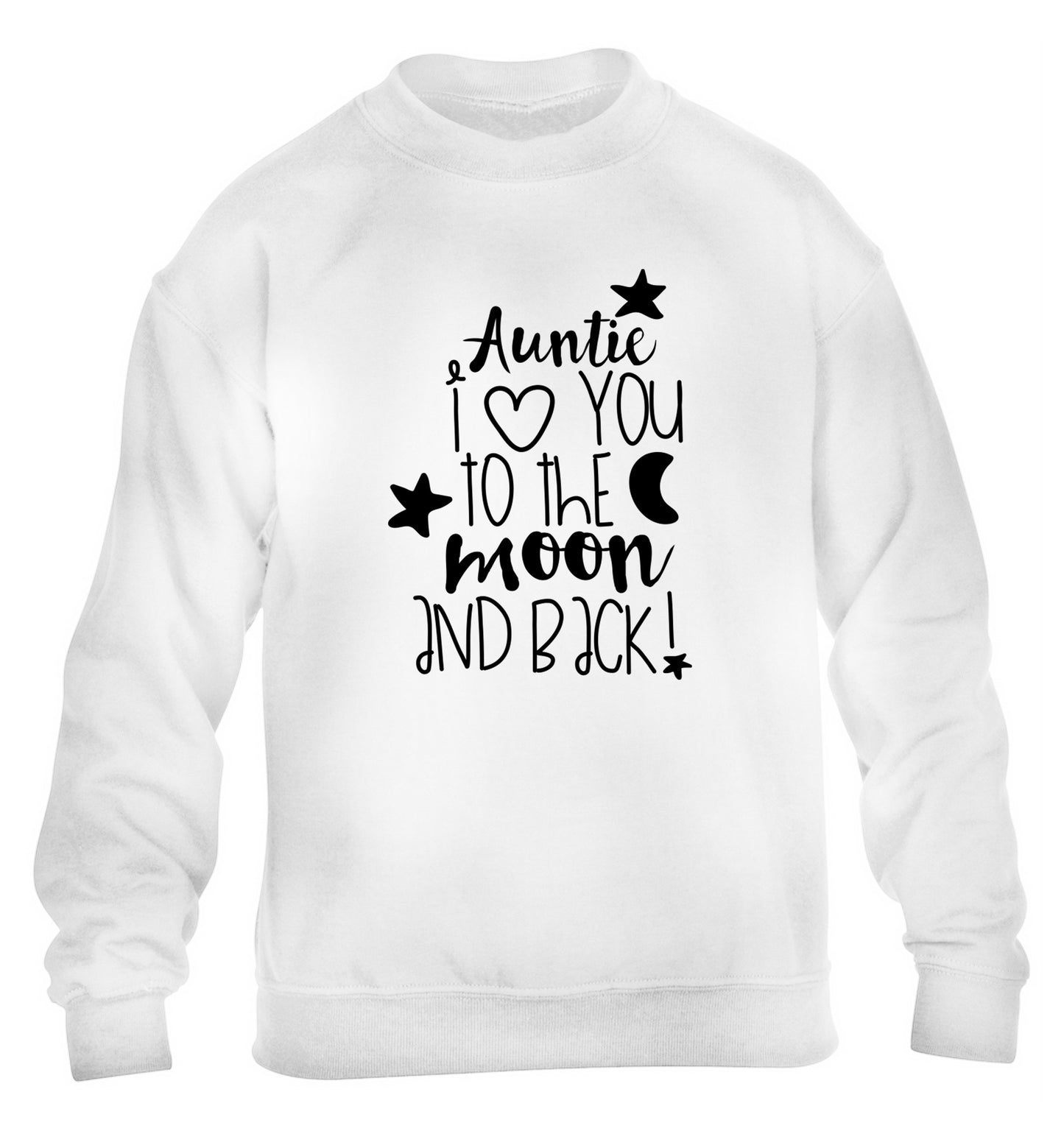 Auntie I love you to the moon and back children's white  sweater 12-14 Years