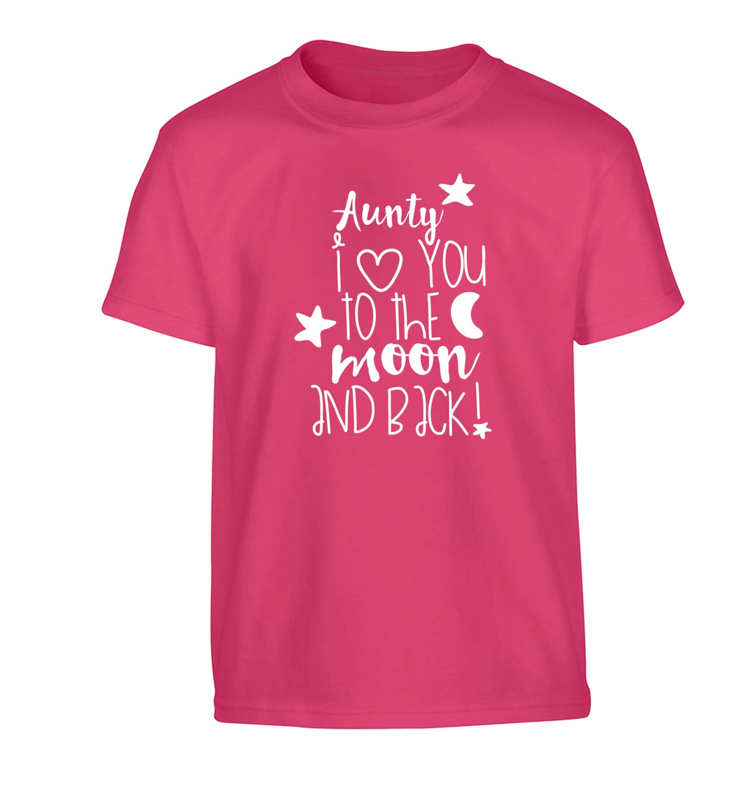 Aunty I love you to the moon and back Children's pink Tshirt 12-14 Years