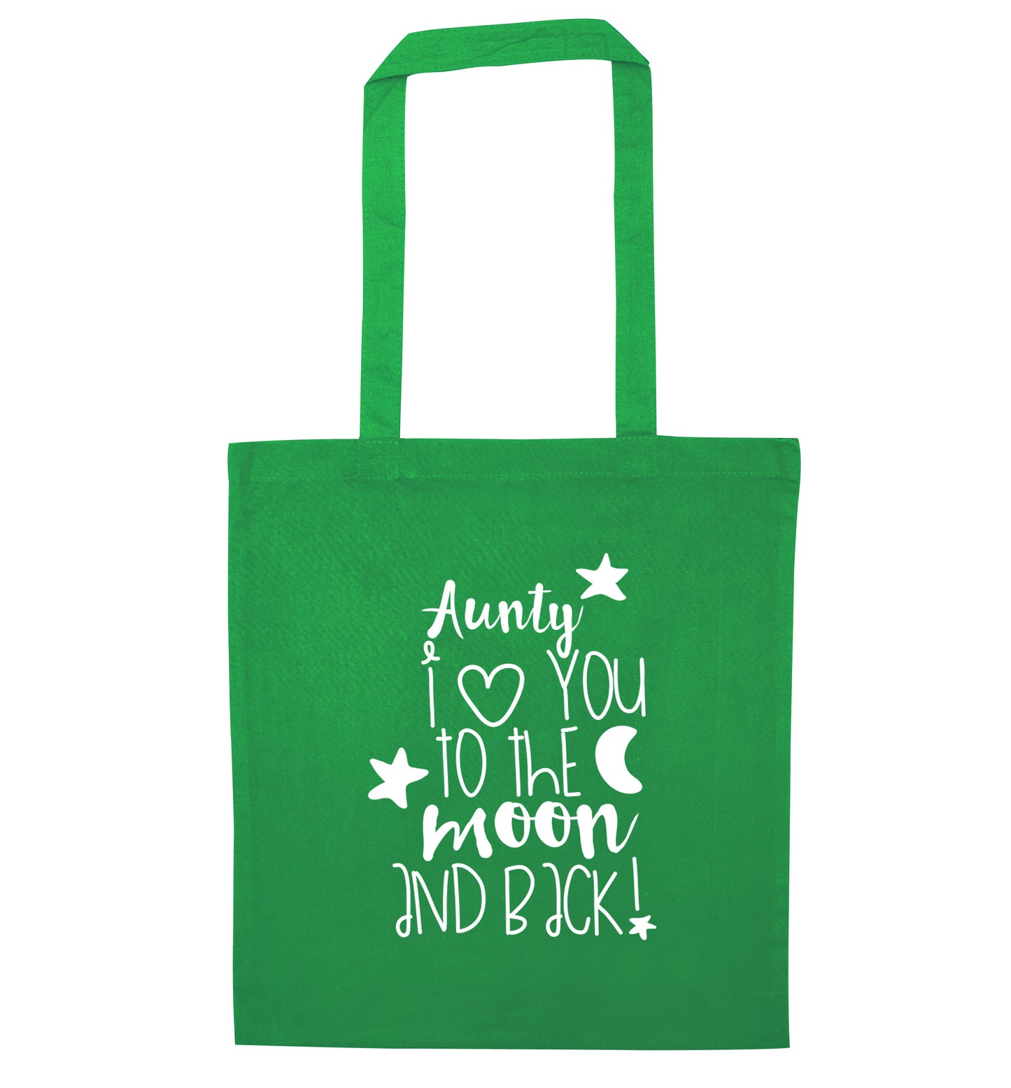 Aunty I love you to the moon and back green tote bag