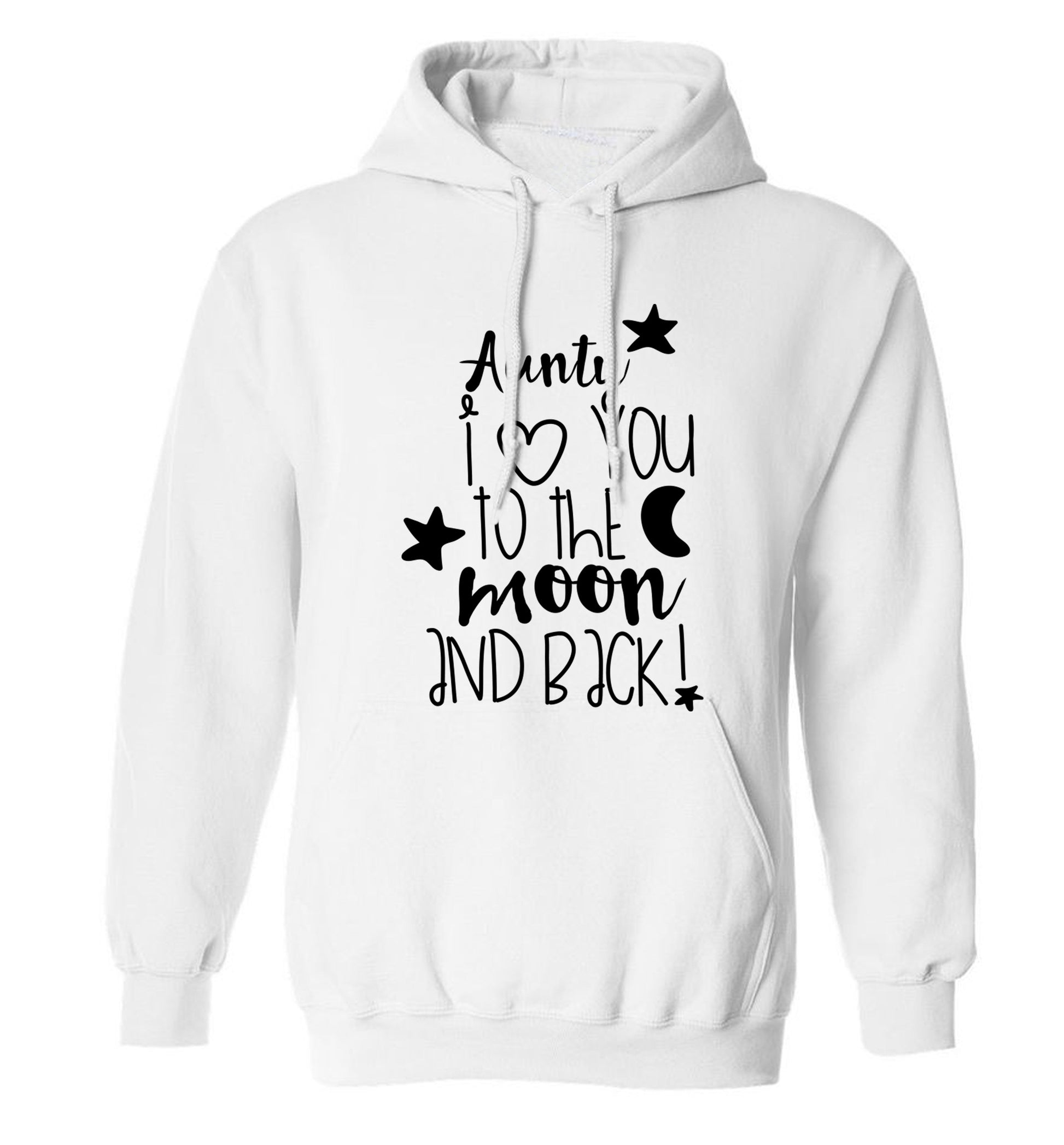 Aunty I love you to the moon and back adults unisex white hoodie 2XL