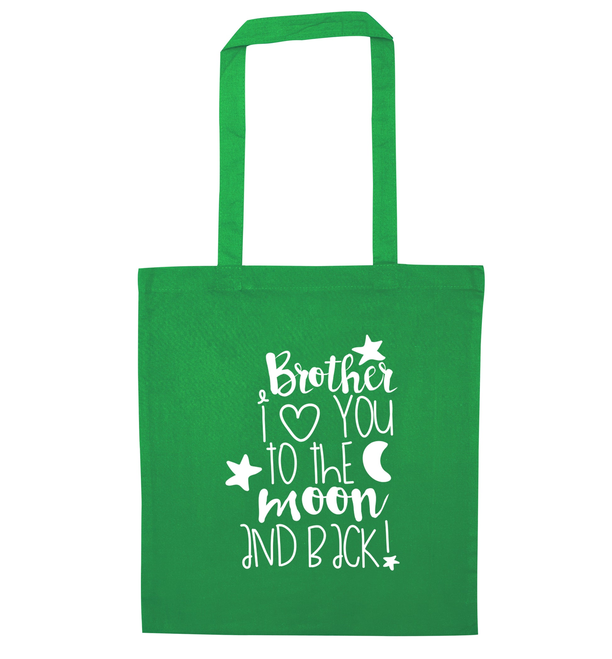 Brother I love you to the moon and back green tote bag