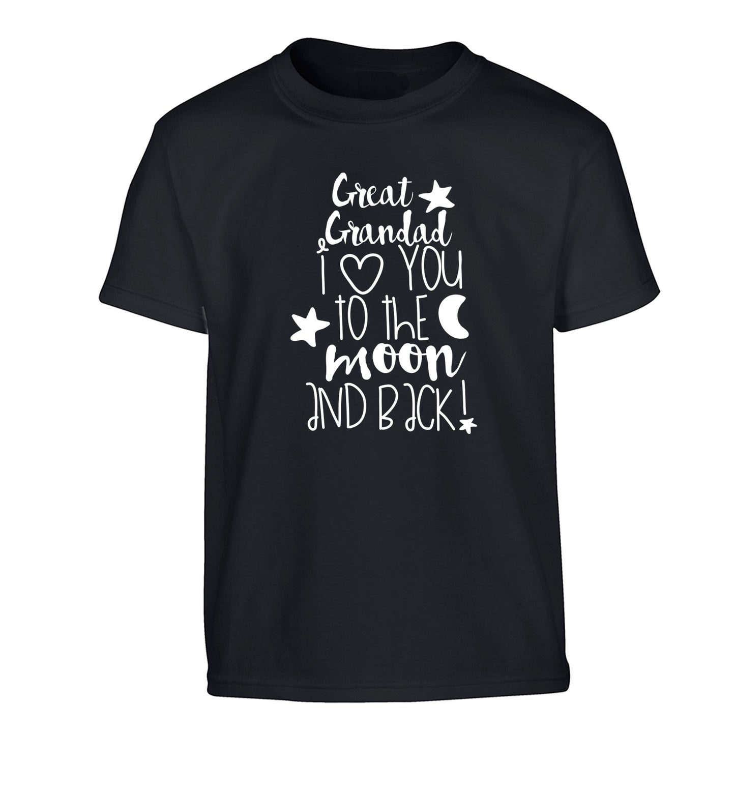 Great Grandad I love you to the moon and back Children's black Tshirt 12-14 Years