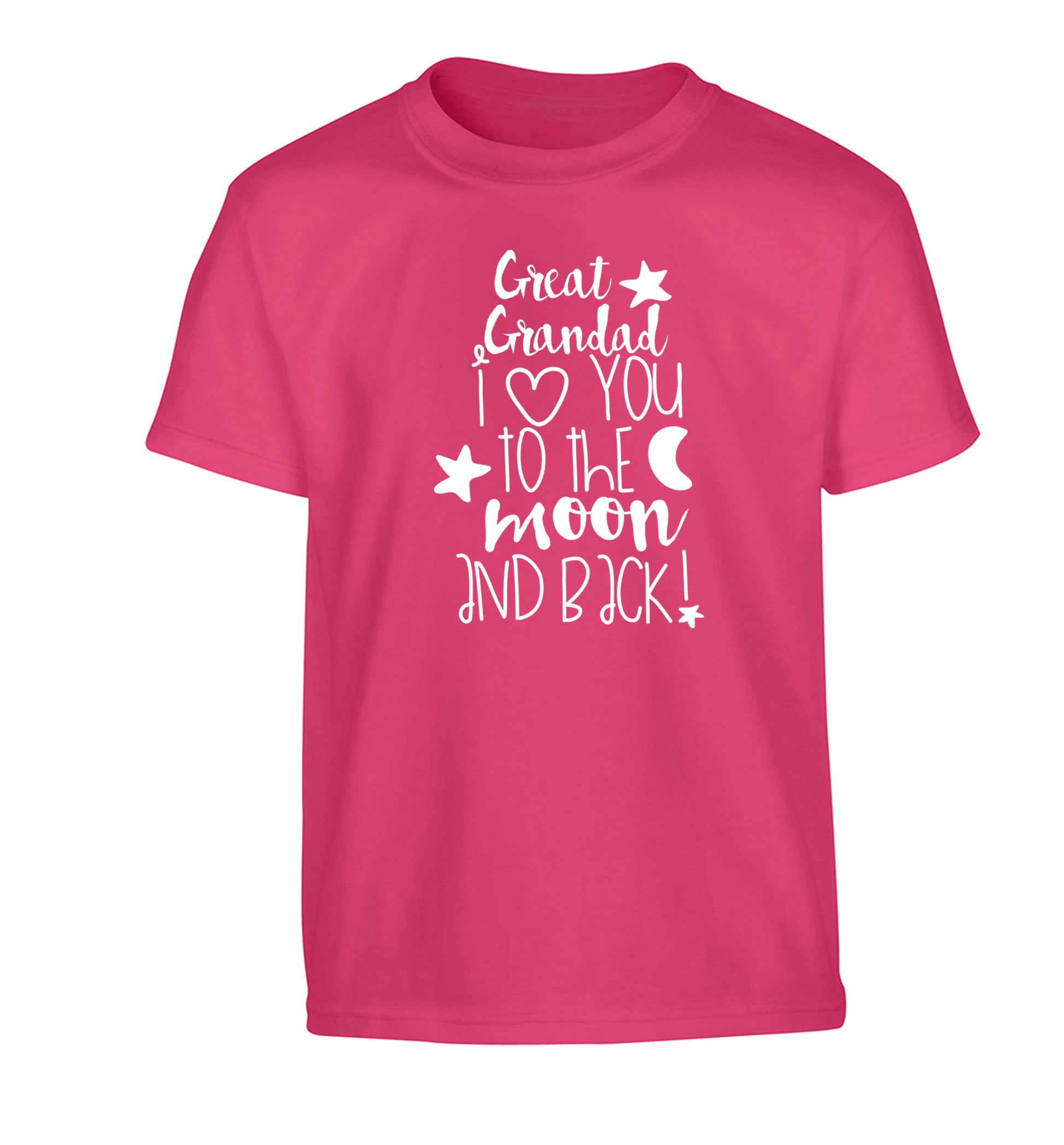 Great Grandad I love you to the moon and back Children's pink Tshirt 12-14 Years