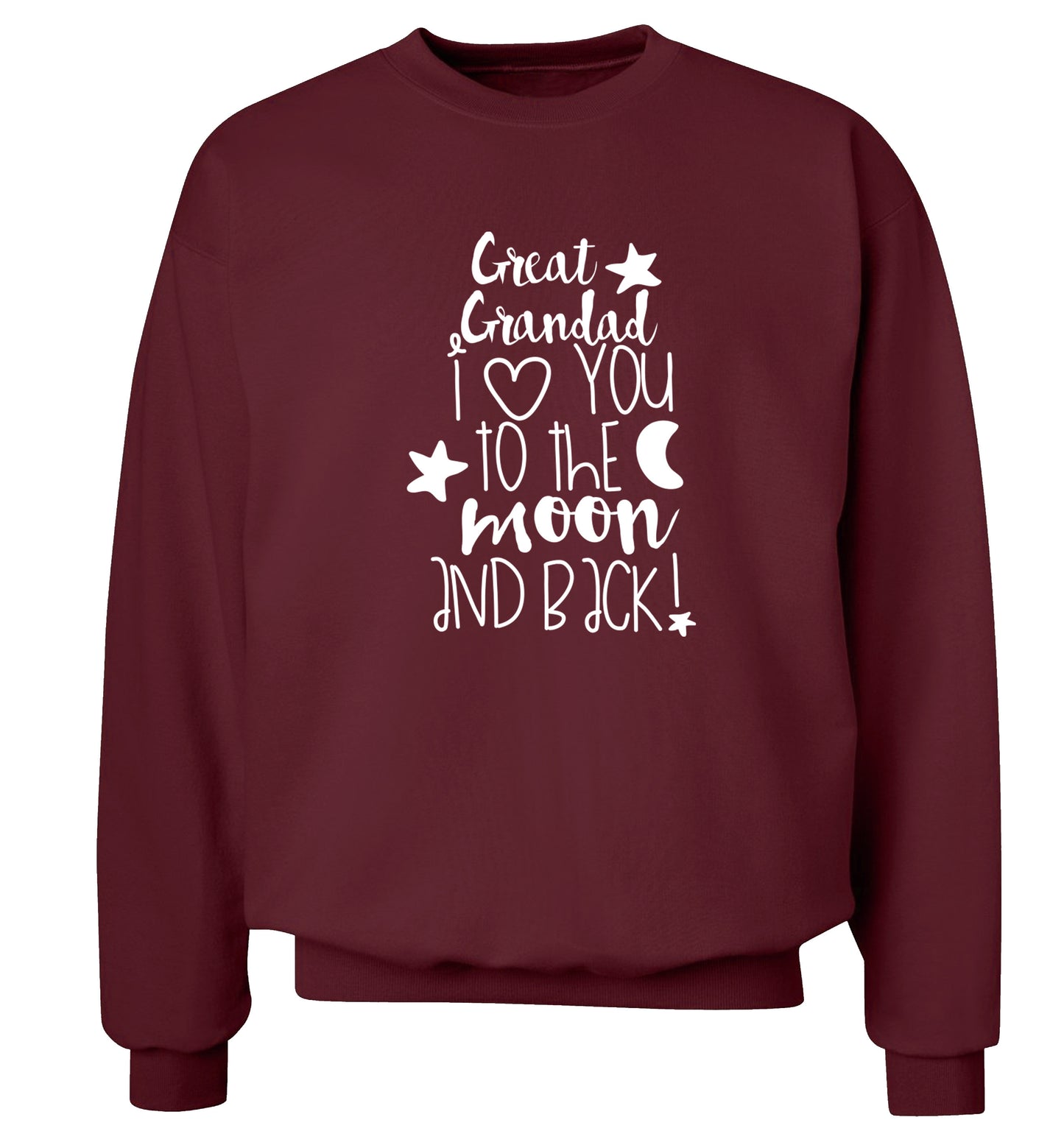 Great Grandad I love you to the moon and back Adult's unisex maroon  sweater 2XL