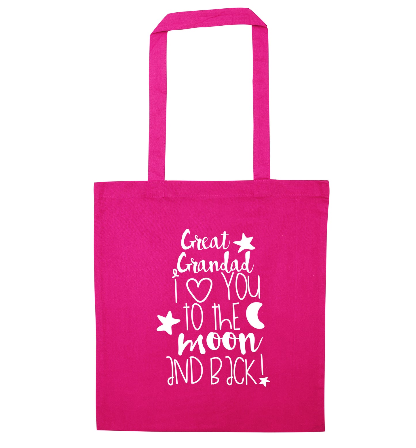Great Grandad I love you to the moon and back pink tote bag