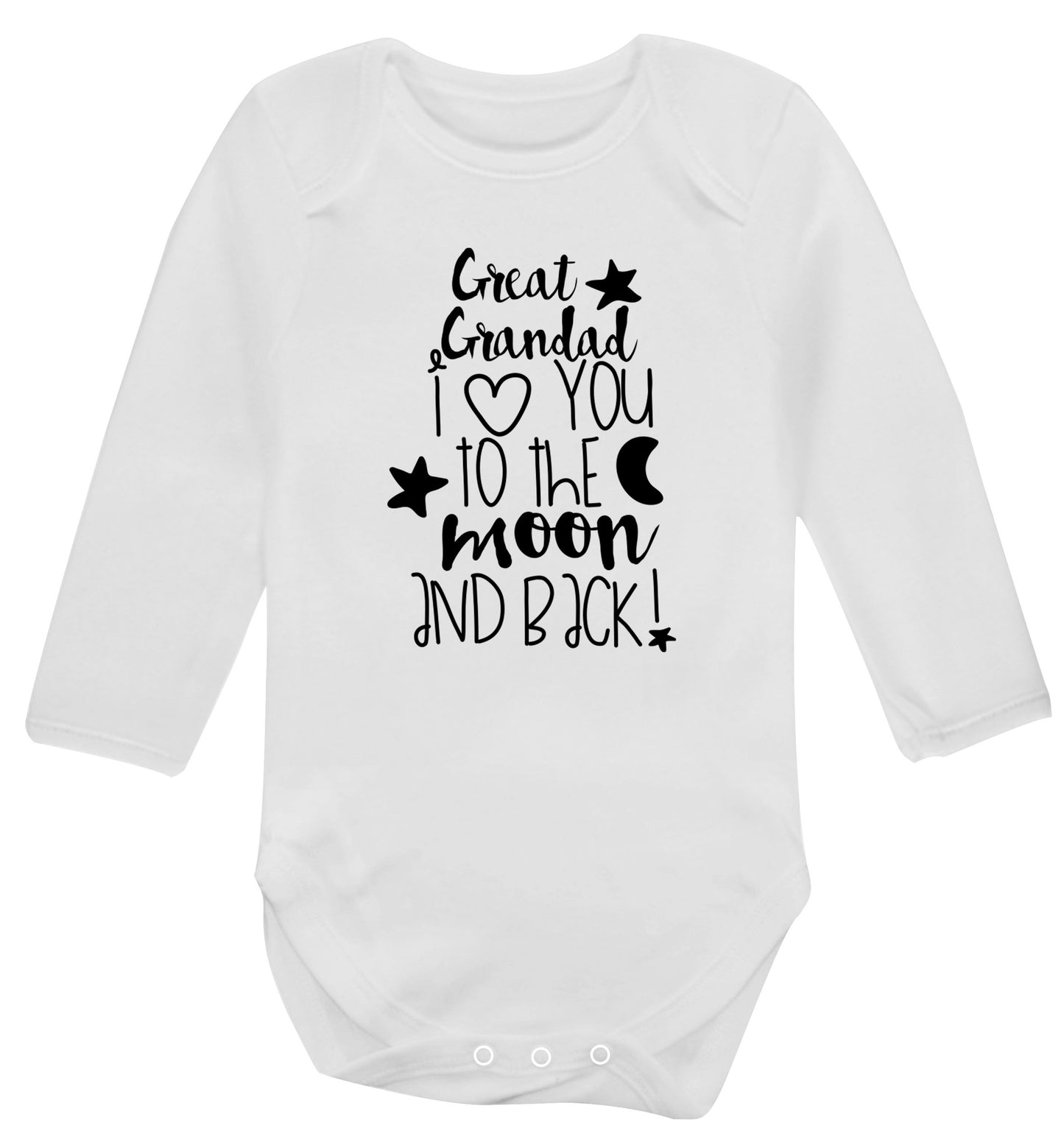 Great Grandad I love you to the moon and back Baby Vest long sleeved white 6-12 months