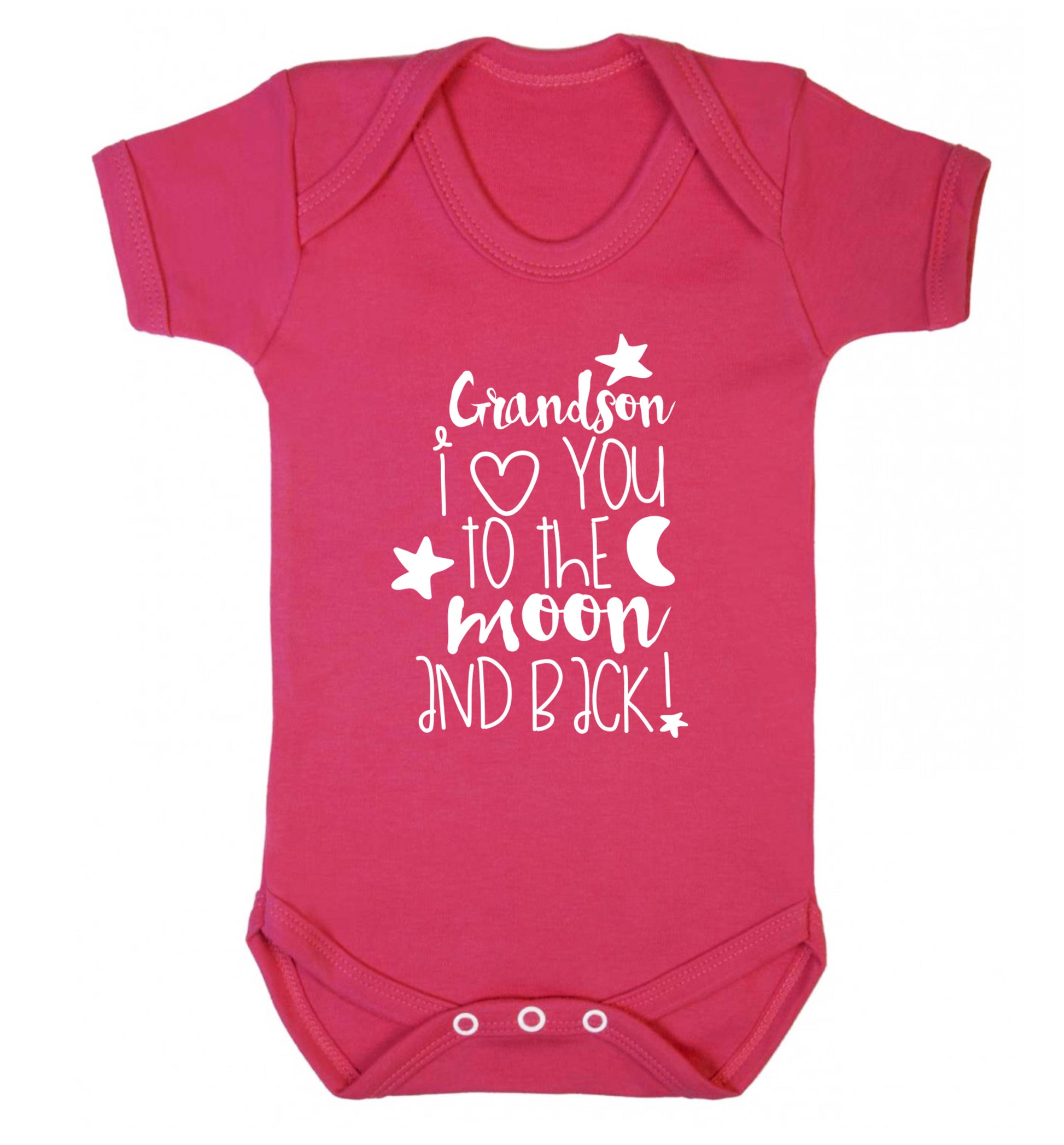 Grandson I love you to the moon and back Baby Vest dark pink 18-24 months
