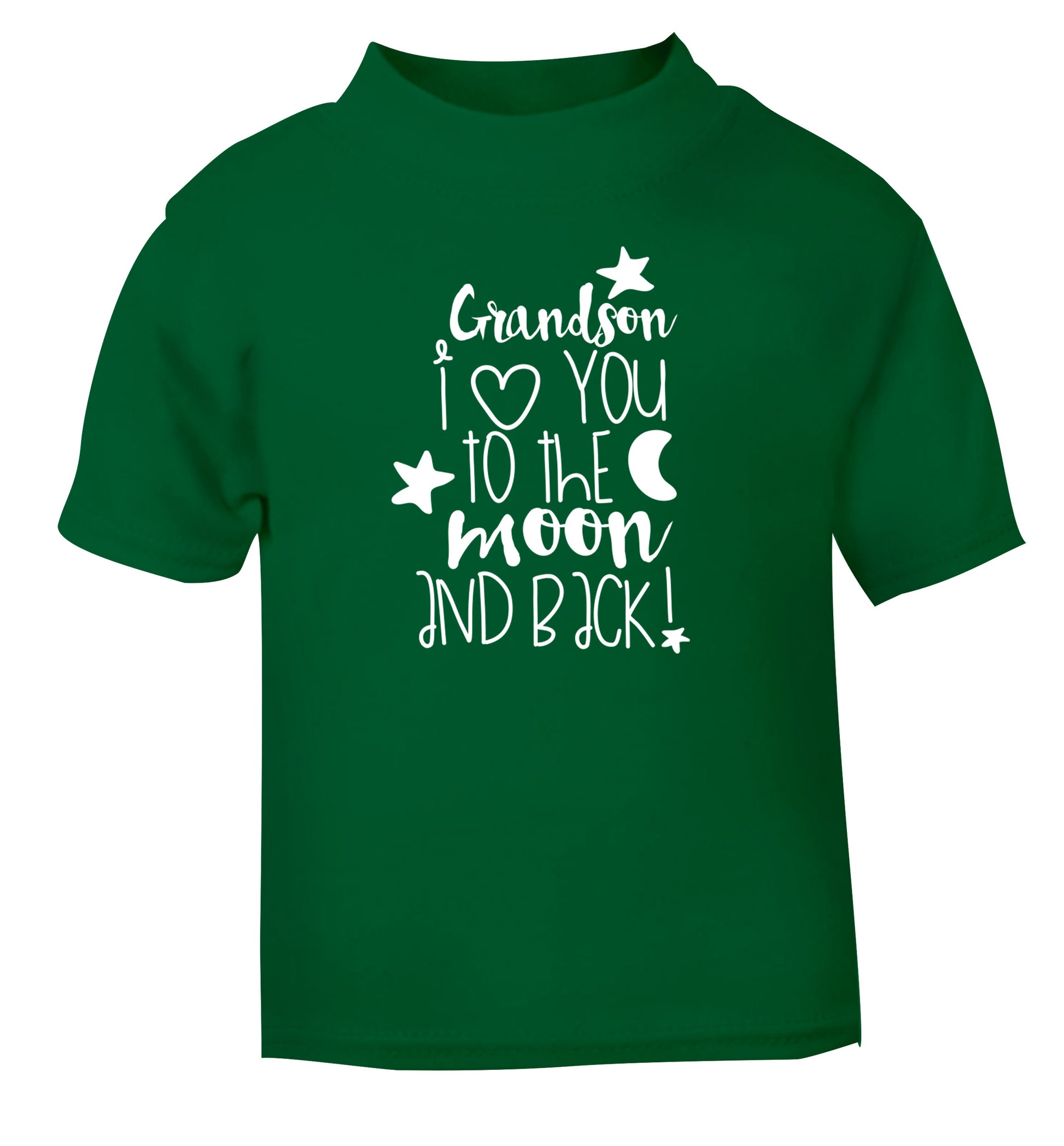 Grandson I love you to the moon and back green Baby Toddler Tshirt 2 Years