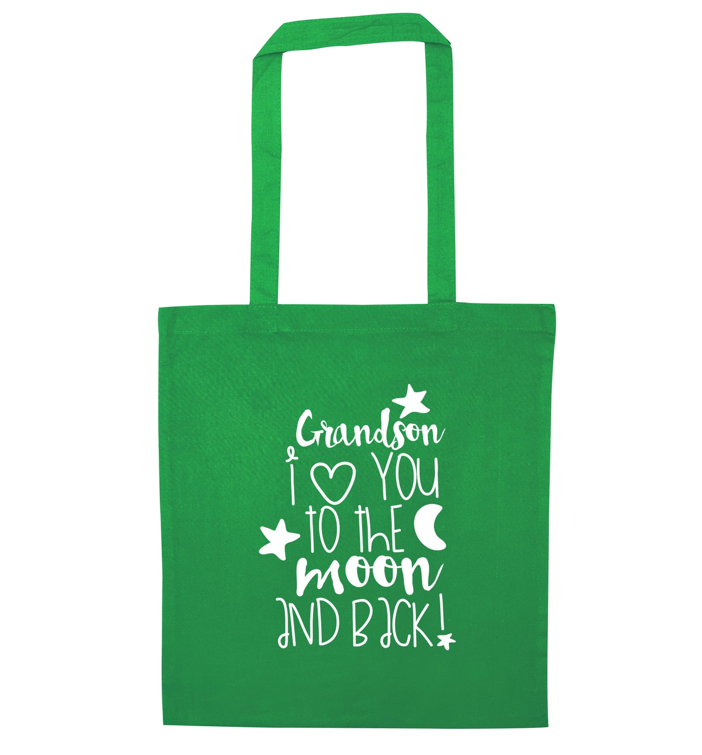 Grandson I love you to the moon and back green tote bag