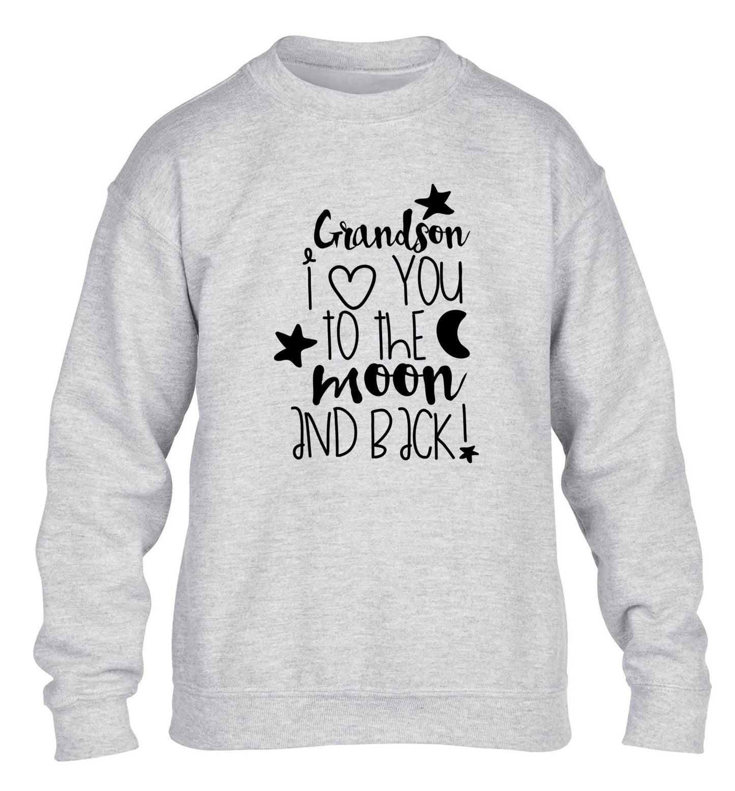 Grandson I love you to the moon and back children's grey  sweater 12-14 Years