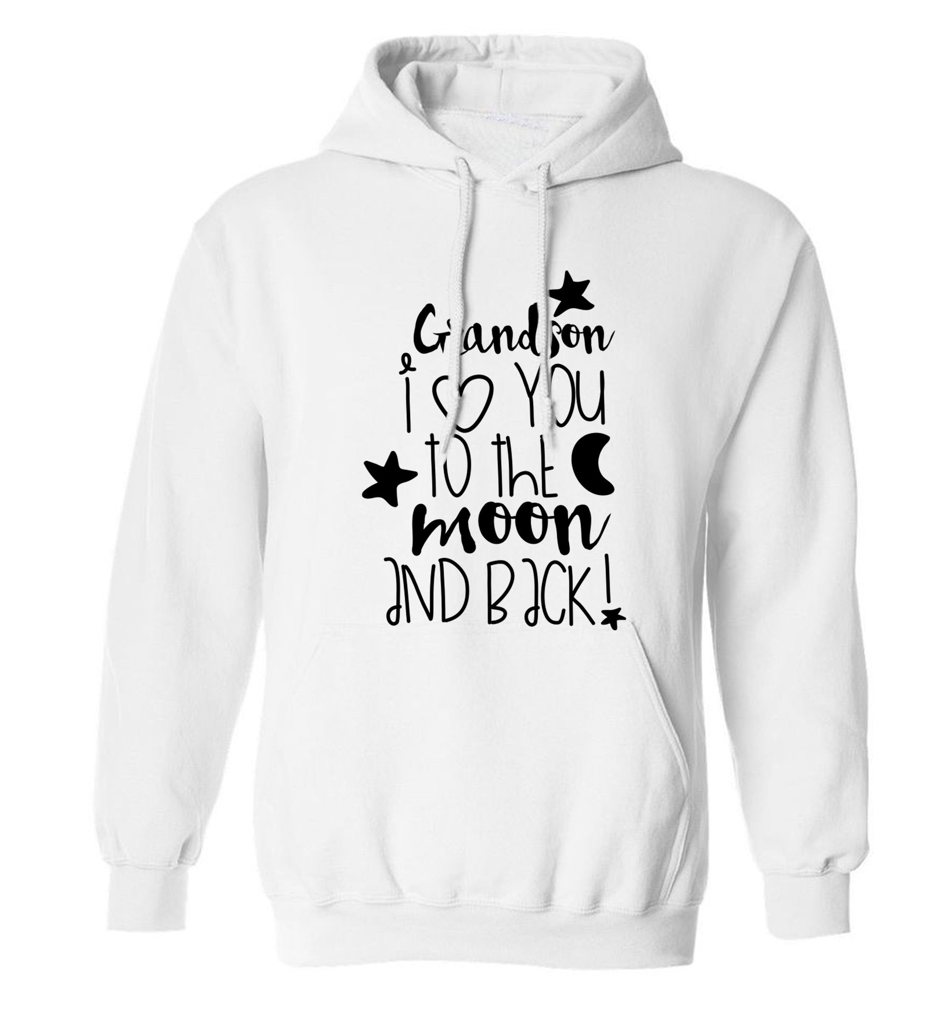 Grandson I love you to the moon and back adults unisex white hoodie 2XL